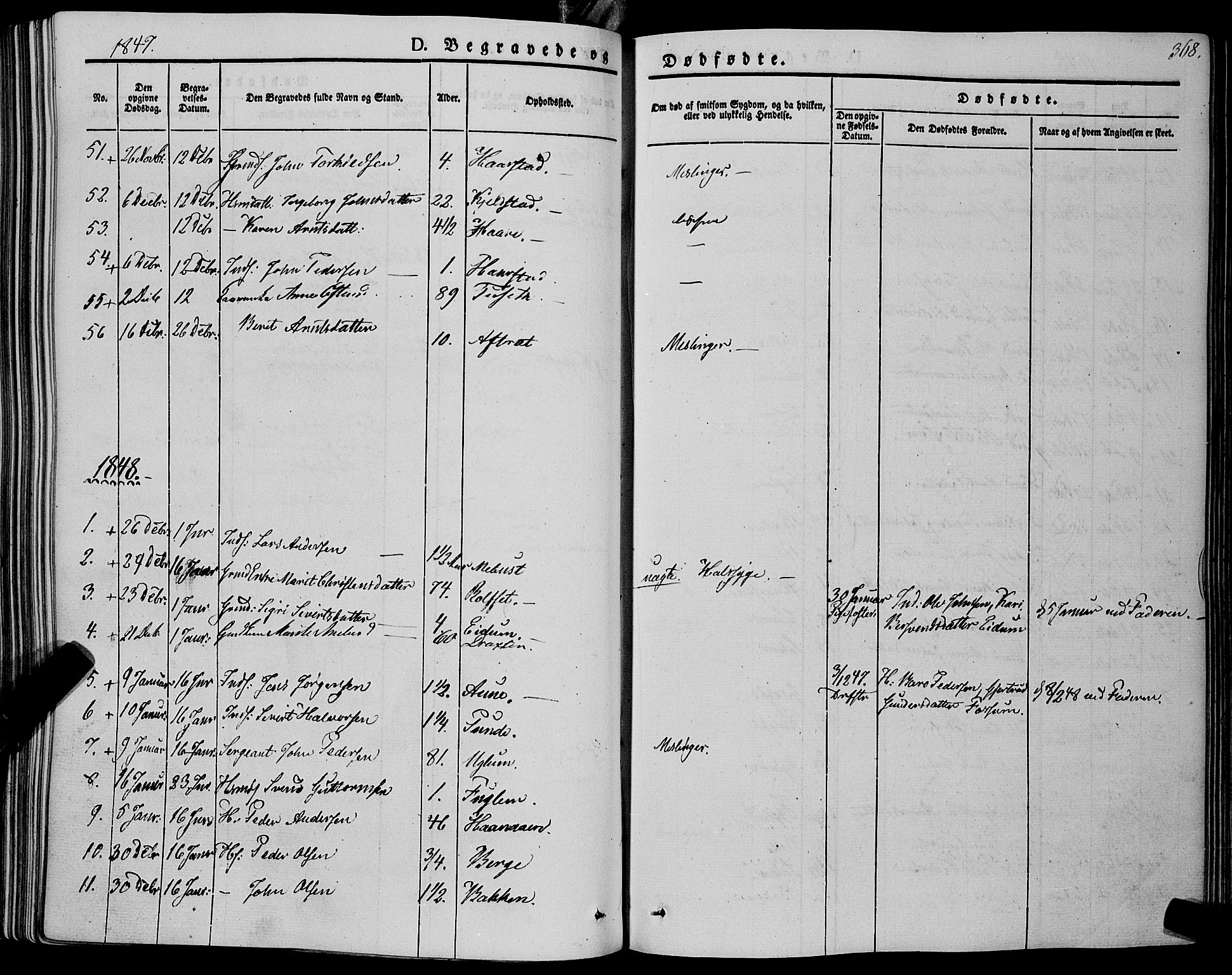 Ministerialprotokoller, klokkerbøker og fødselsregistre - Sør-Trøndelag, SAT/A-1456/695/L1145: Parish register (official) no. 695A06 /1, 1843-1859, p. 368