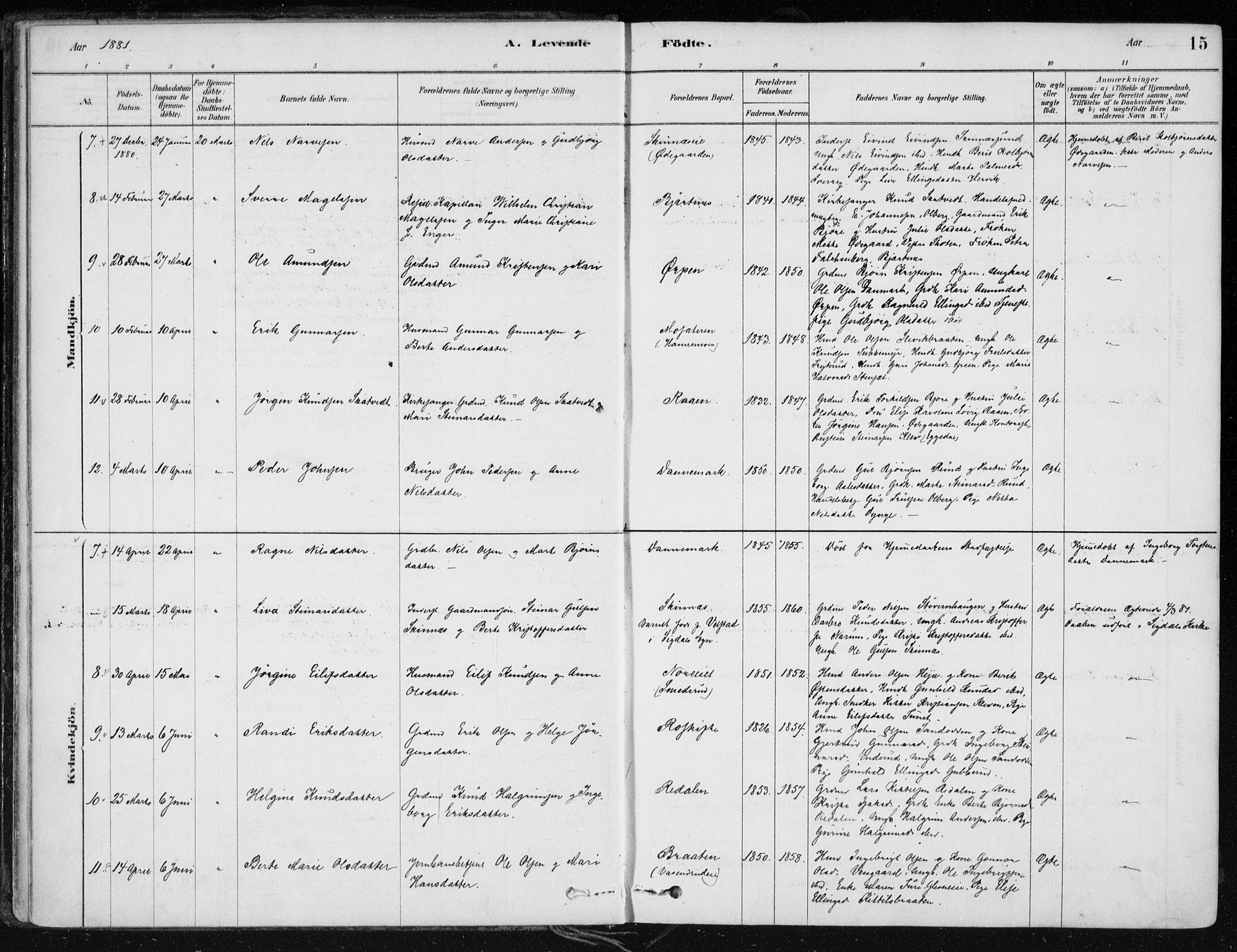 Krødsherad kirkebøker, AV/SAKO-A-19/F/Fa/L0005: Parish register (official) no. 5, 1879-1888, p. 15