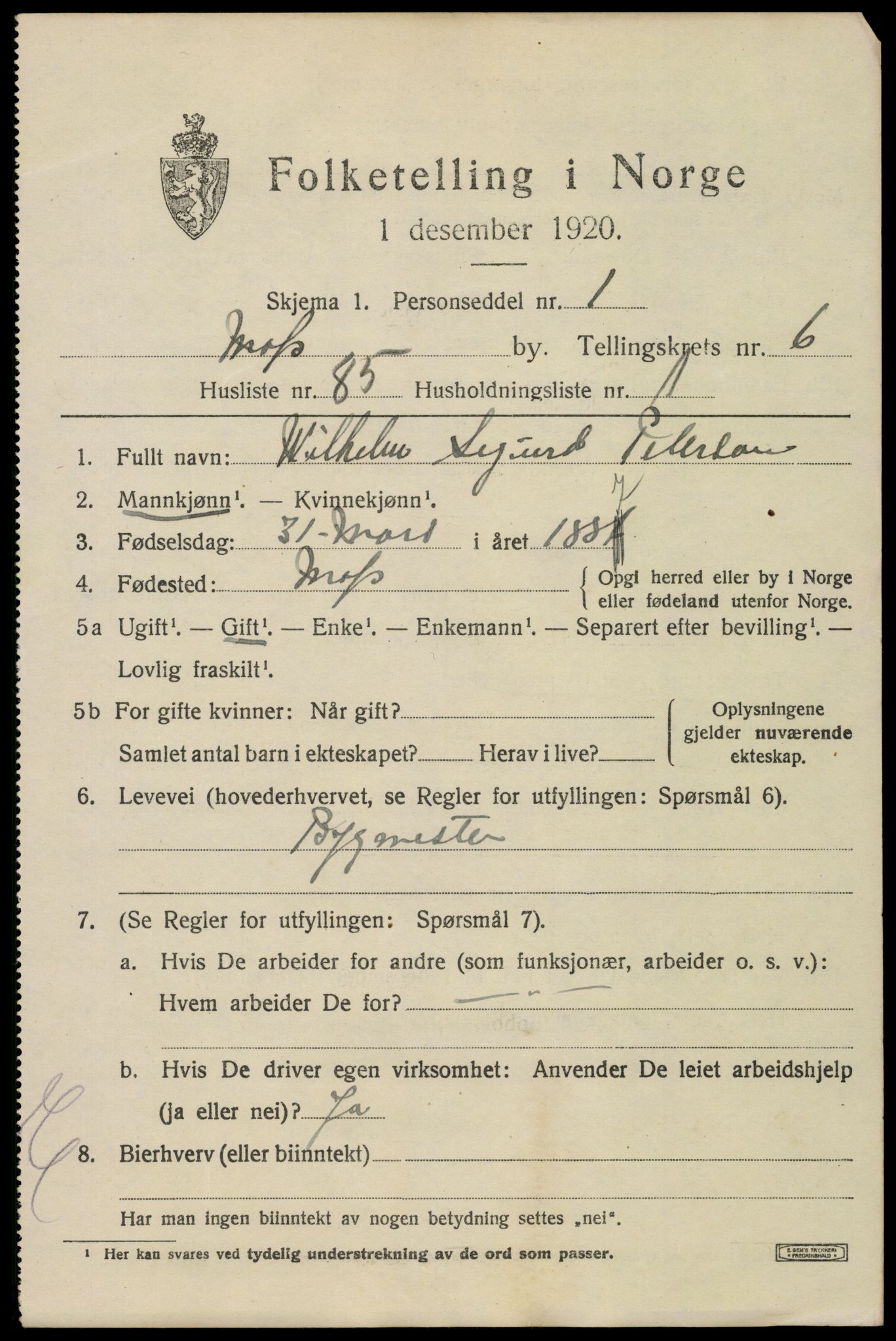 SAO, 1920 census for Moss, 1920, p. 19523