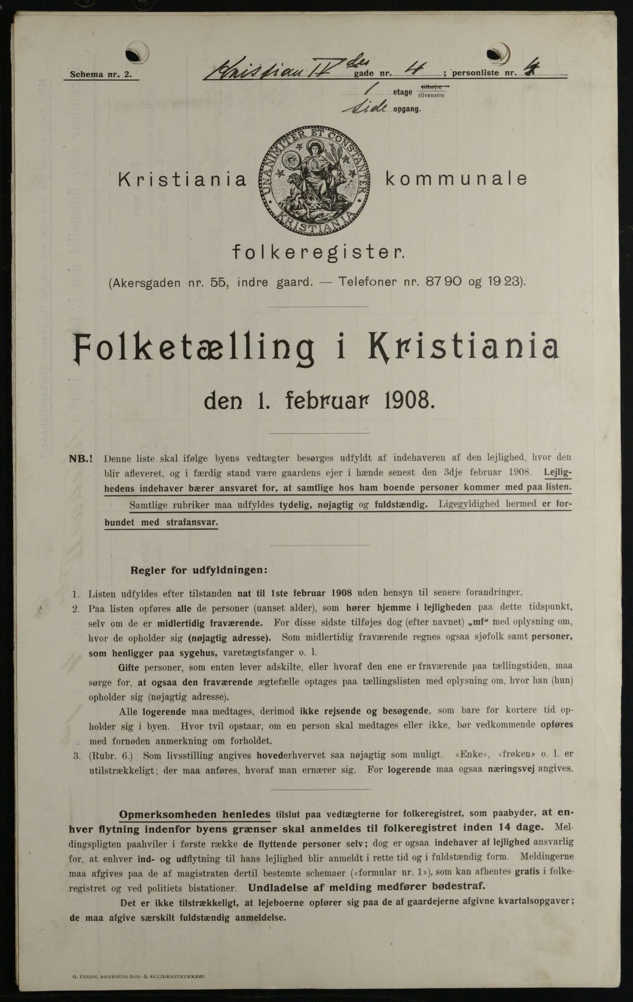 OBA, Municipal Census 1908 for Kristiania, 1908, p. 48478