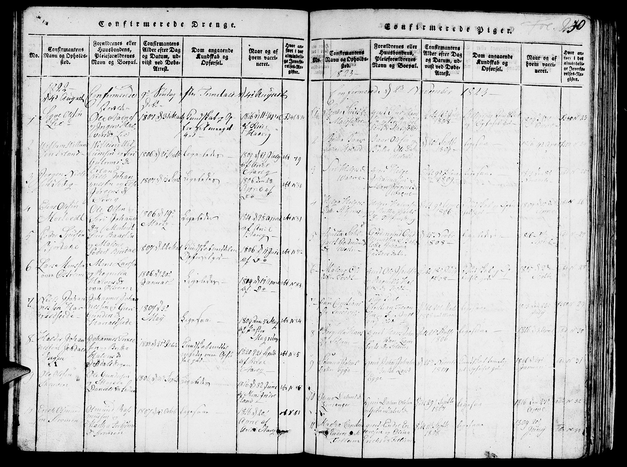 Skjold sokneprestkontor, AV/SAST-A-101847/H/Ha/Hab/L0001: Parish register (copy) no. B 1, 1815-1835, p. 250