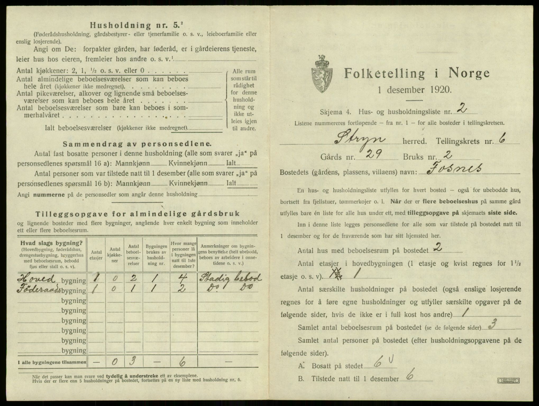 SAB, 1920 census for Stryn, 1920, p. 314