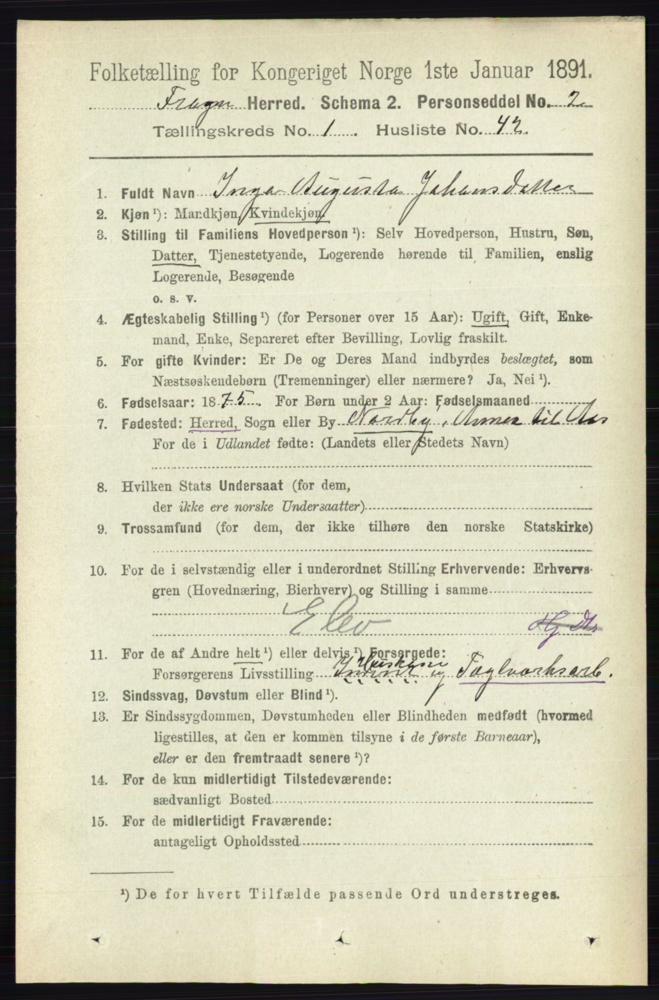 RA, 1891 census for 0215 Frogn, 1891, p. 657