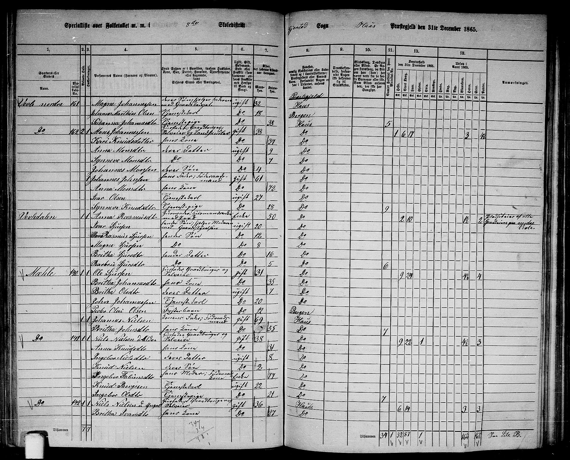 RA, 1865 census for Haus, 1865, p. 160