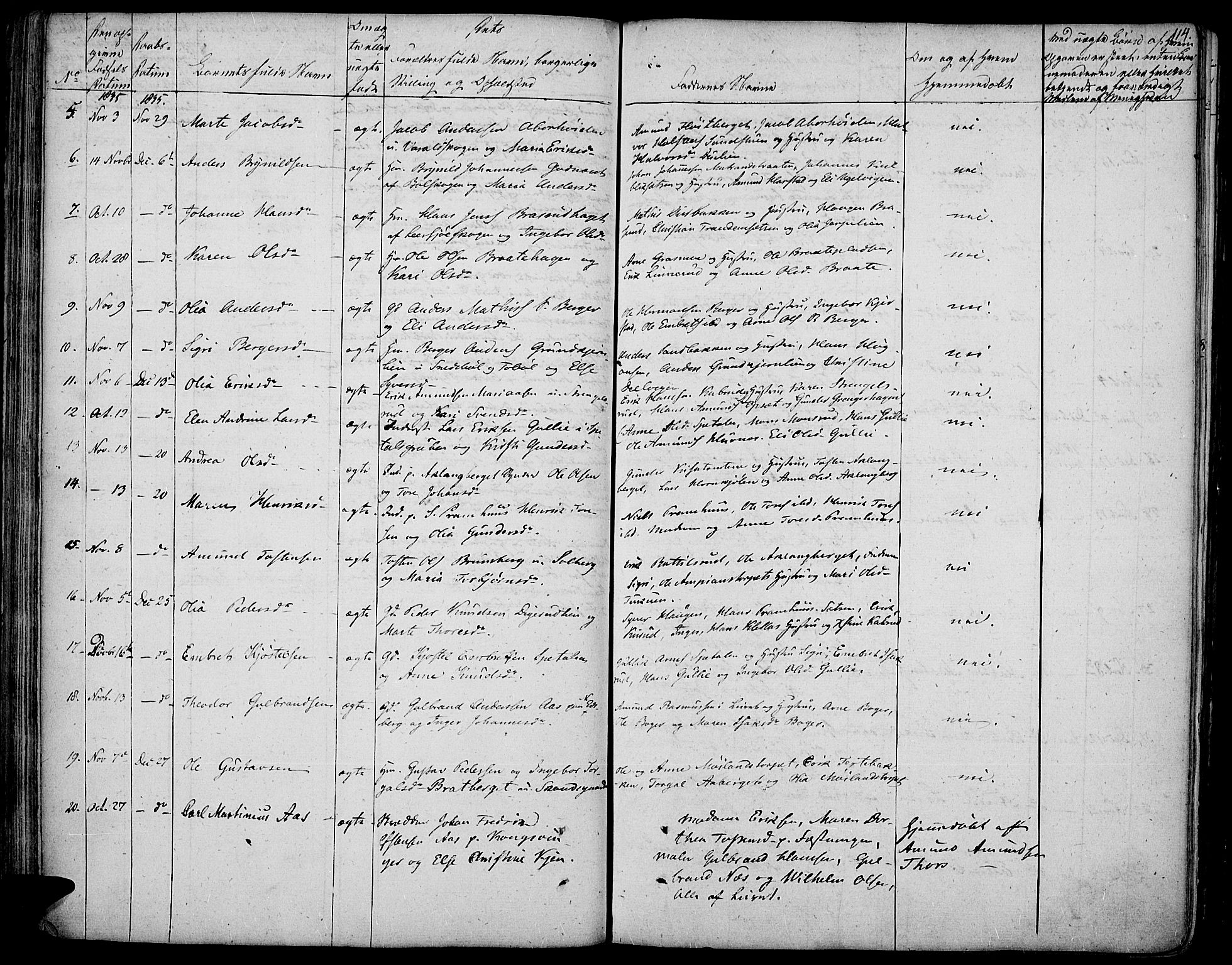 Vinger prestekontor, AV/SAH-PREST-024/H/Ha/Haa/L0007: Parish register (official) no. 7, 1826-1839, p. 114