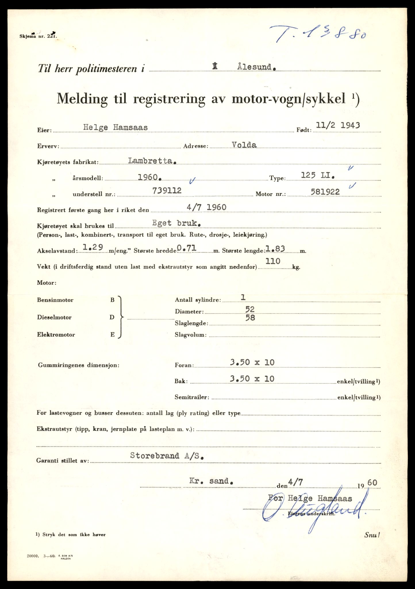 Møre og Romsdal vegkontor - Ålesund trafikkstasjon, AV/SAT-A-4099/F/Fe/L0041: Registreringskort for kjøretøy T 13710 - T 13905, 1927-1998, p. 2977