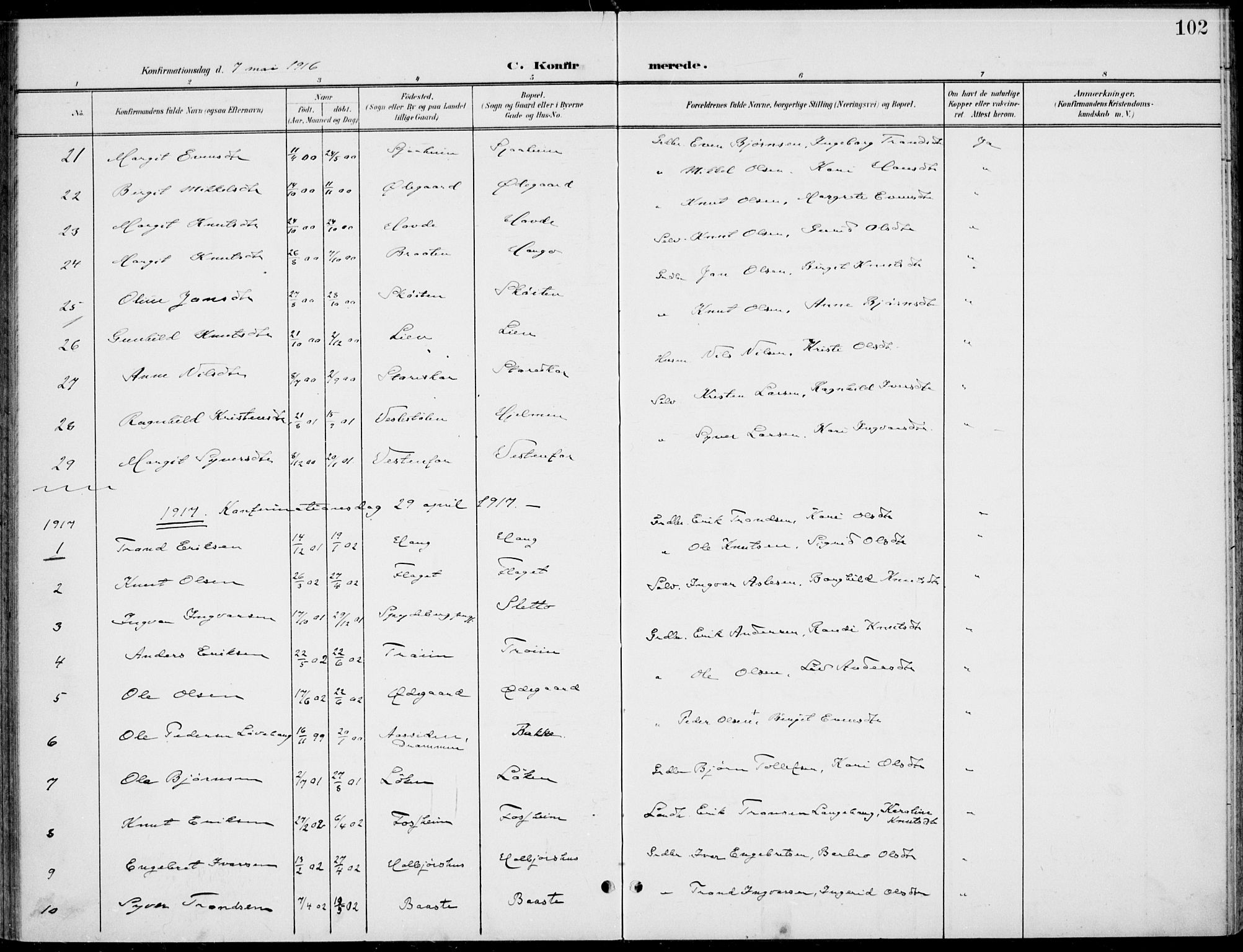 Gol kirkebøker, AV/SAKO-A-226/F/Fb/L0002: Parish register (official) no. II 2, 1900-1921, p. 102