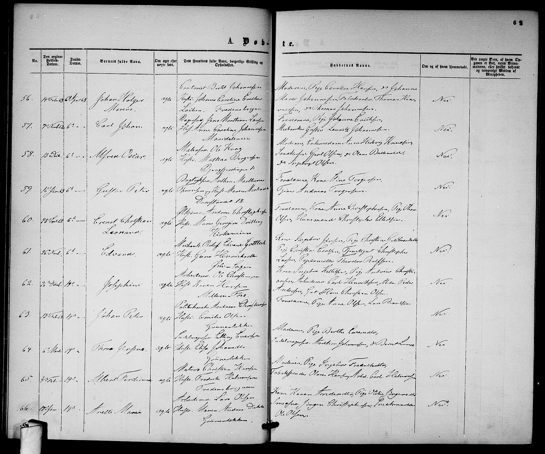 Gamle Aker prestekontor Kirkebøker, AV/SAO-A-10617a/G/L0001: Parish register (copy) no. 1, 1861-1868, p. 62