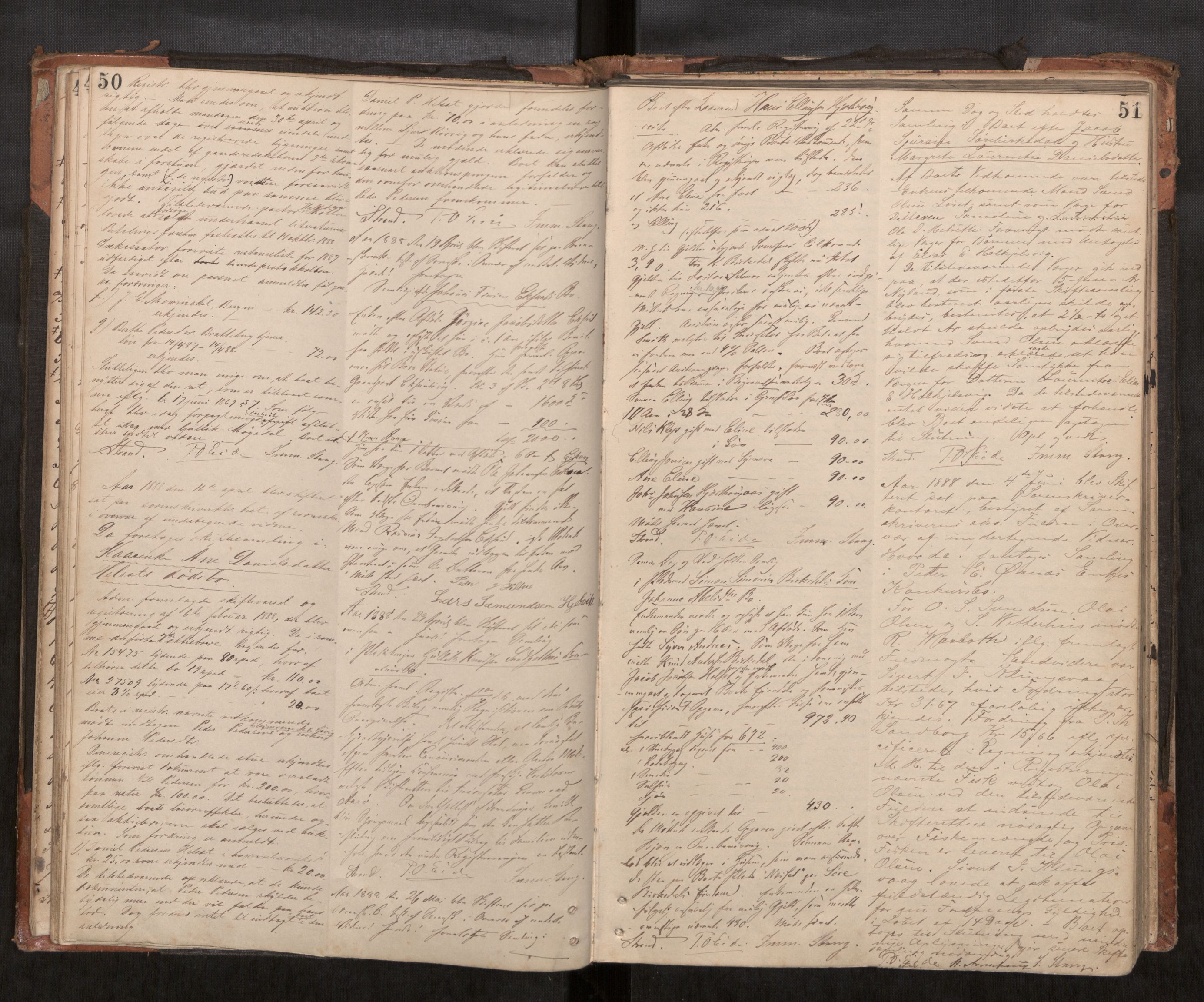 Søre Sunnmøre sorenskriveri, AV/SAT-A-4122/1/3/3B/L0006: Skiftebehandlings- / Skifteforhandlingsprotokollar, 1883-1895, p. 50-51