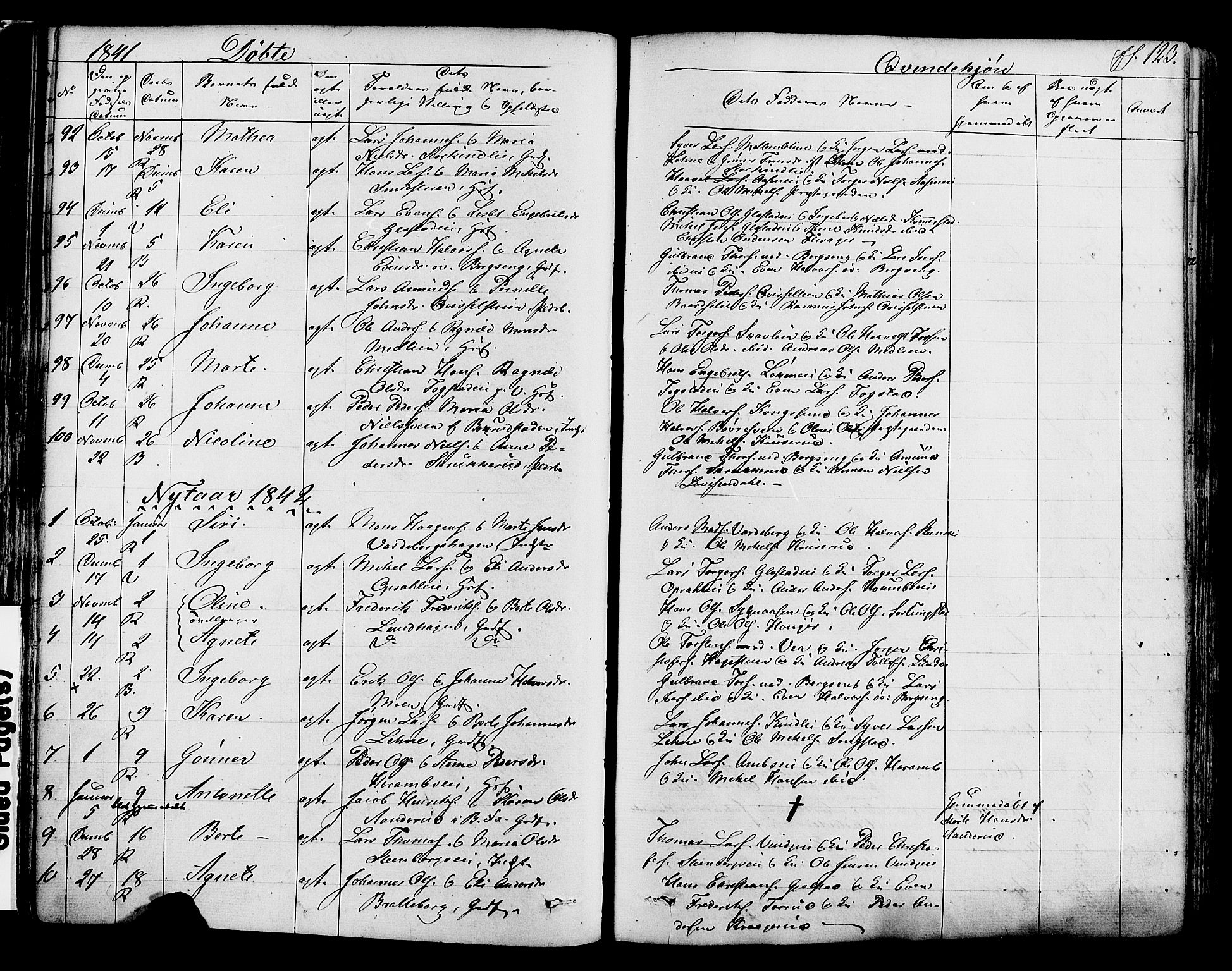 Ringsaker prestekontor, SAH/PREST-014/K/Ka/L0008: Parish register (official) no. 8, 1837-1850, p. 123