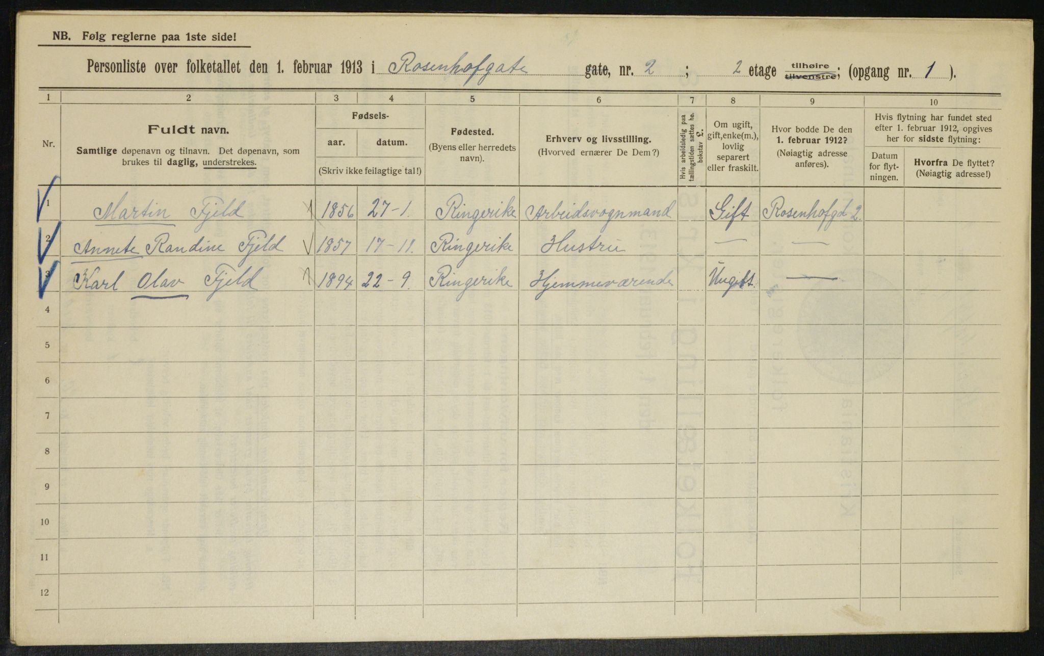 OBA, Municipal Census 1913 for Kristiania, 1913, p. 83698