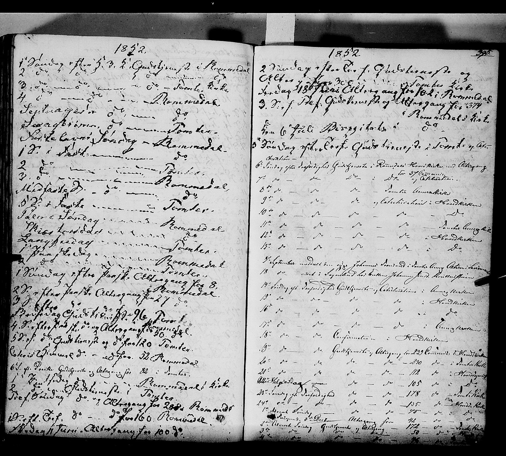 Romedal prestekontor, SAH/PREST-004/K/L0004: Parish register (official) no. 4, 1847-1861, p. 395