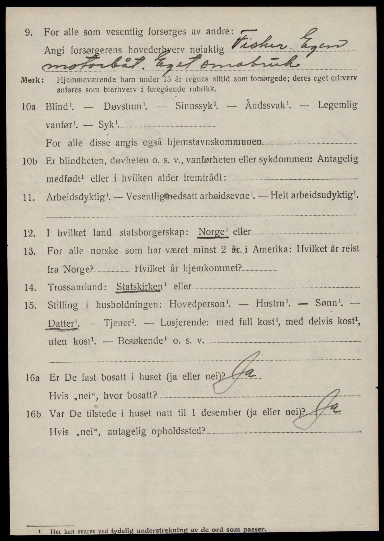 SAT, 1920 census for Bremsnes, 1920, p. 9624