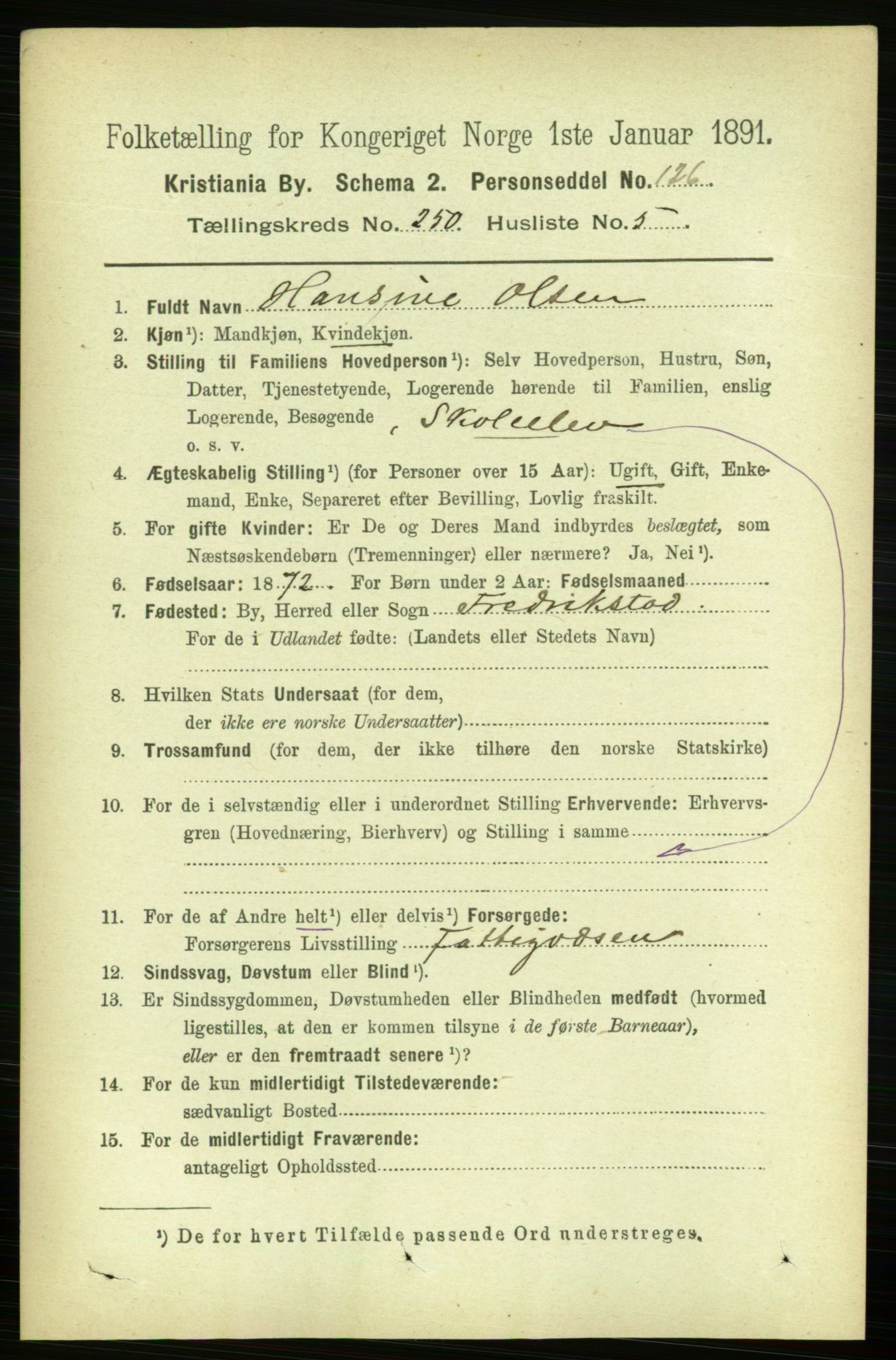 RA, 1891 census for 0301 Kristiania, 1891, p. 152953