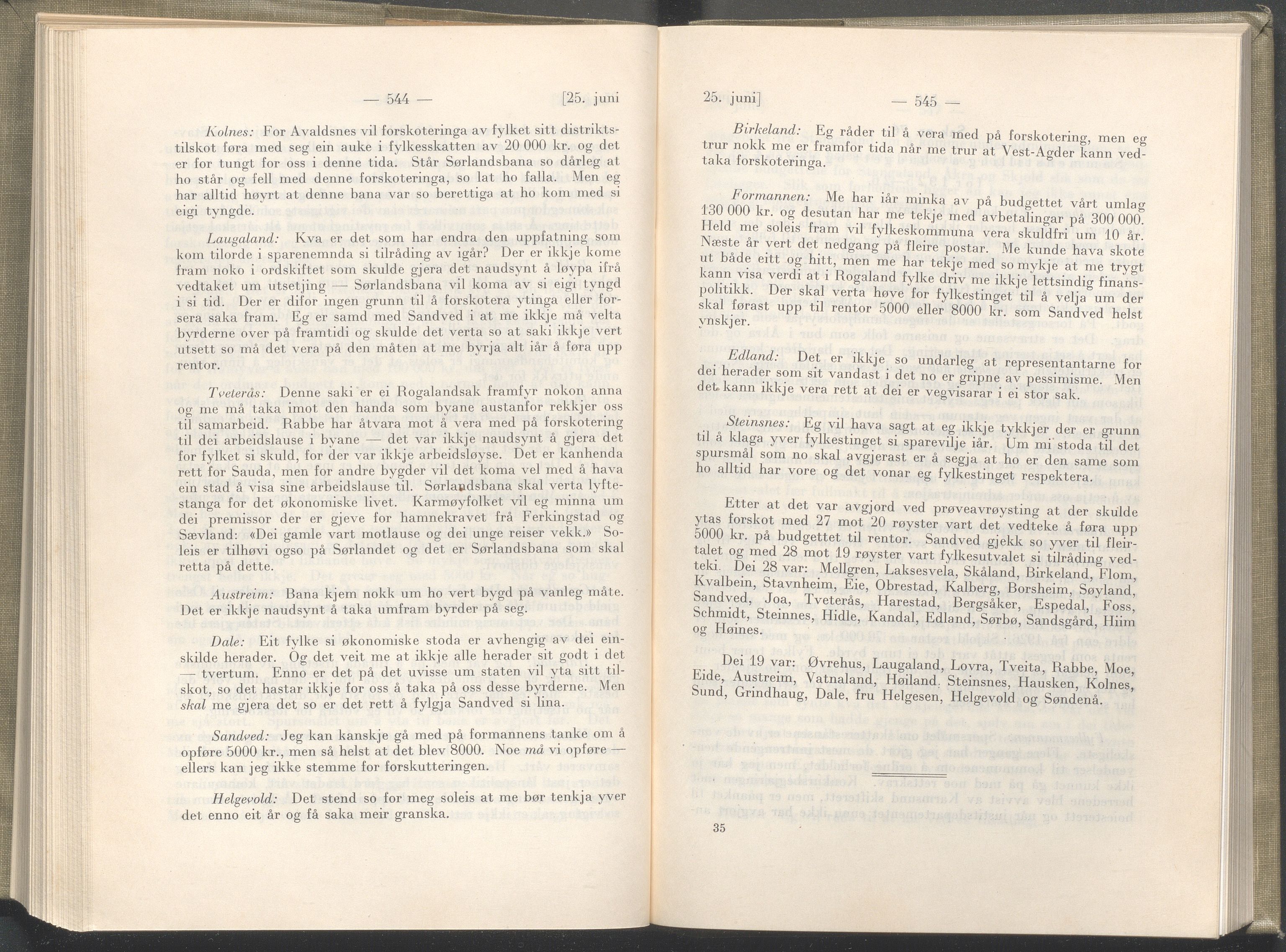 Rogaland fylkeskommune - Fylkesrådmannen , IKAR/A-900/A/Aa/Aaa/L0046: Møtebok , 1927, p. 544-545