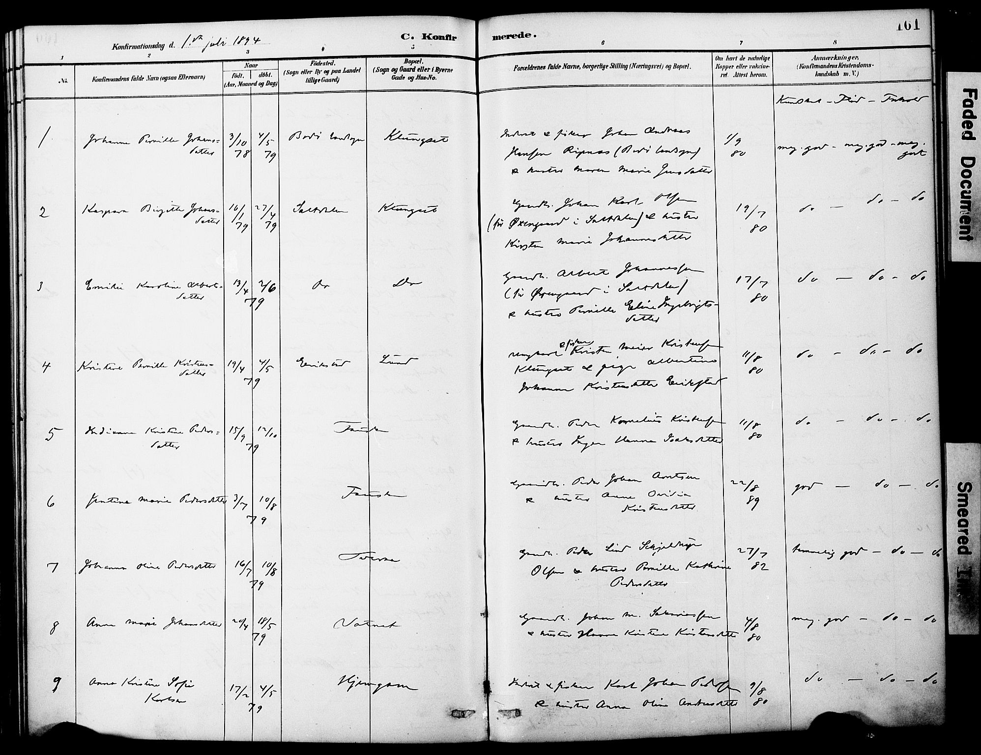 Ministerialprotokoller, klokkerbøker og fødselsregistre - Nordland, AV/SAT-A-1459/849/L0690: Parish register (official) no. 849A02, 1890-1897, p. 161