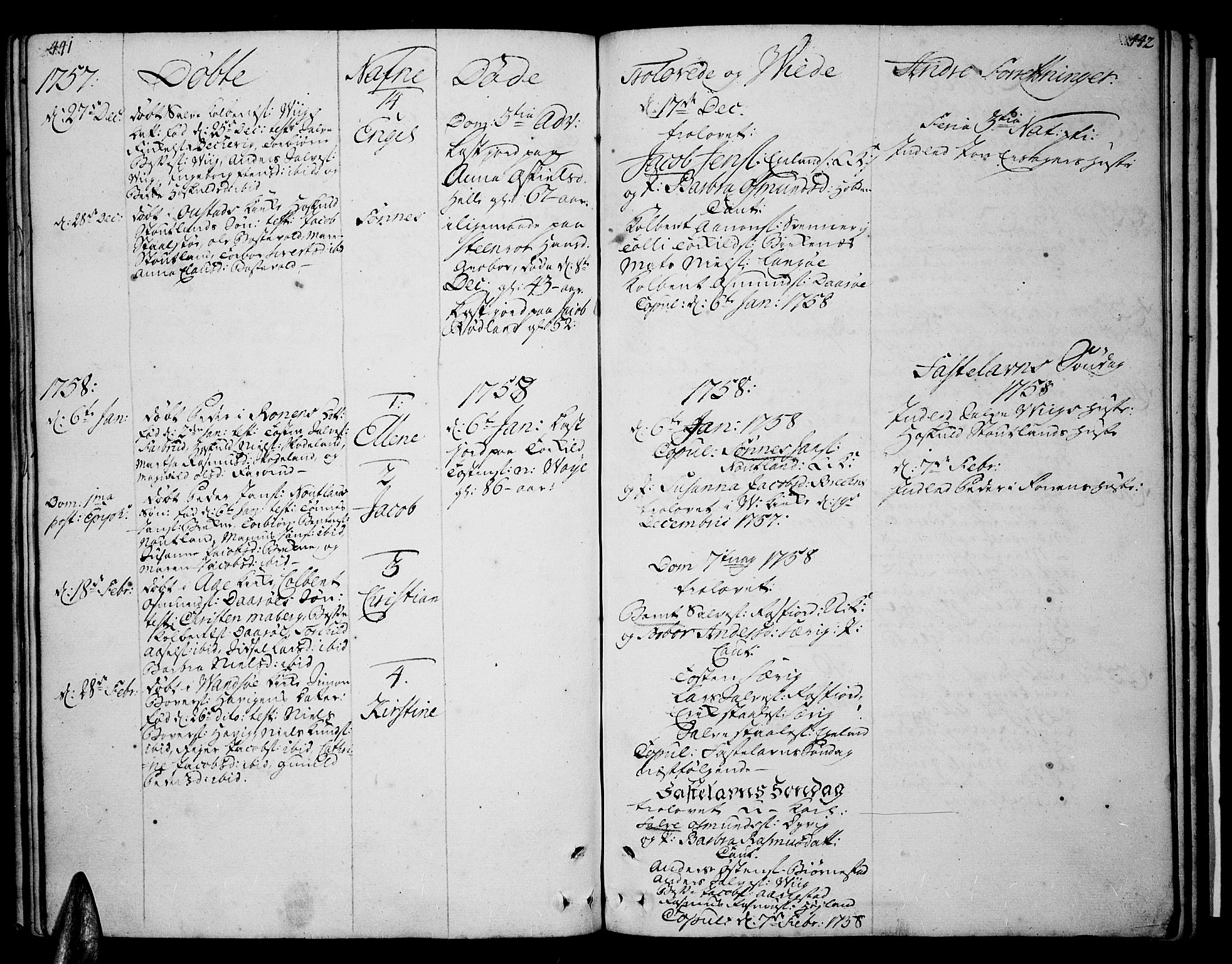 Lista sokneprestkontor, SAK/1111-0027/F/Fa/L0003: Parish register (official) no. A 3 /3, 1752-1767, p. 441-442