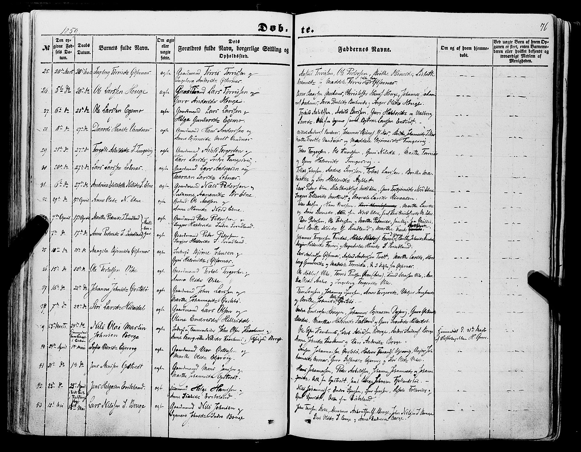 Skånevik sokneprestembete, SAB/A-77801/H/Haa: Parish register (official) no. A 5I, 1848-1869, p. 76