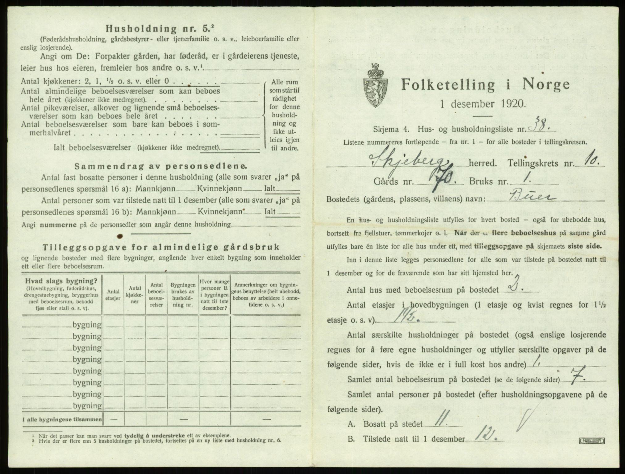 SAO, 1920 census for Skjeberg, 1920, p. 1418