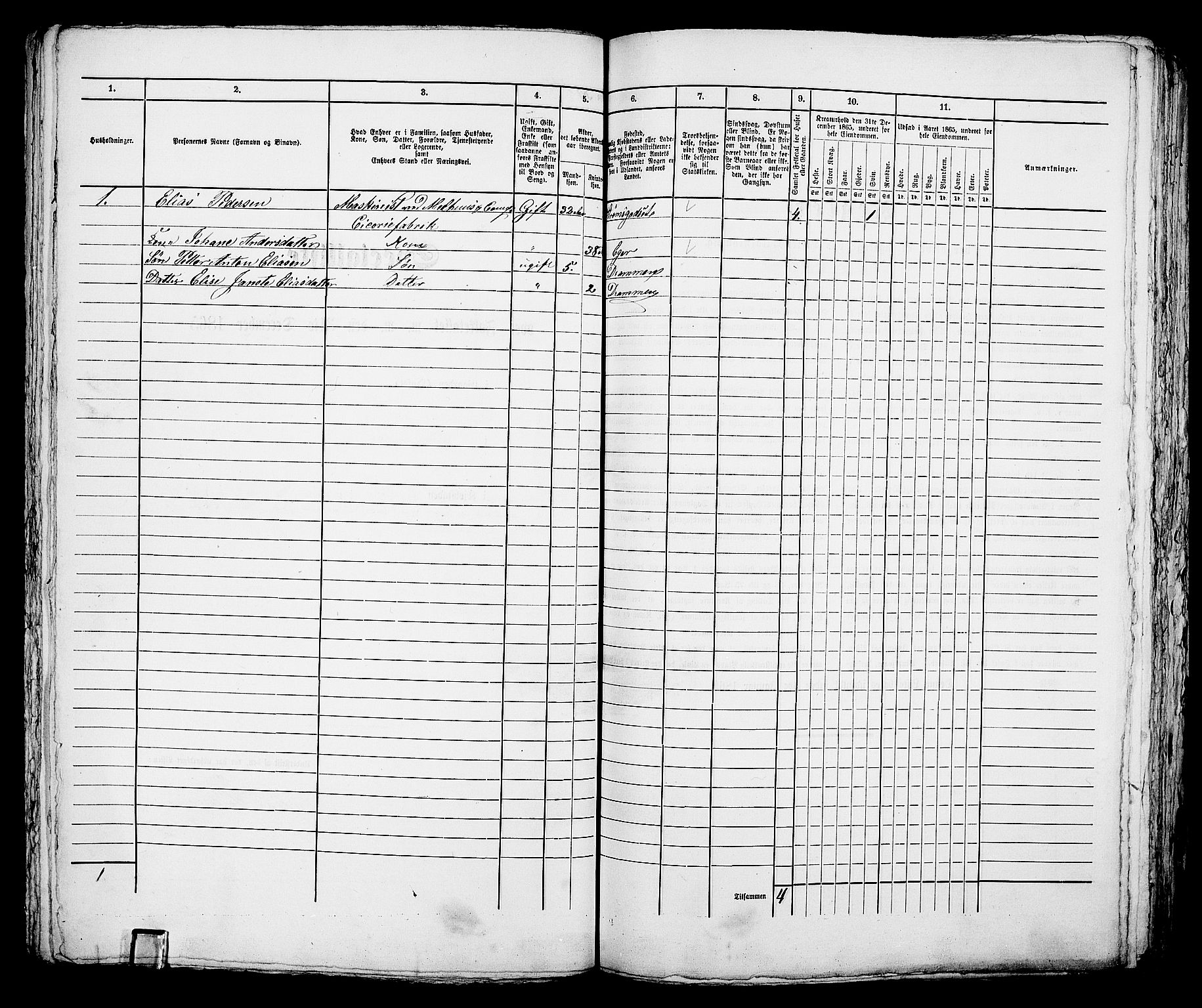 RA, 1865 census for Bragernes in Drammen, 1865, p. 274