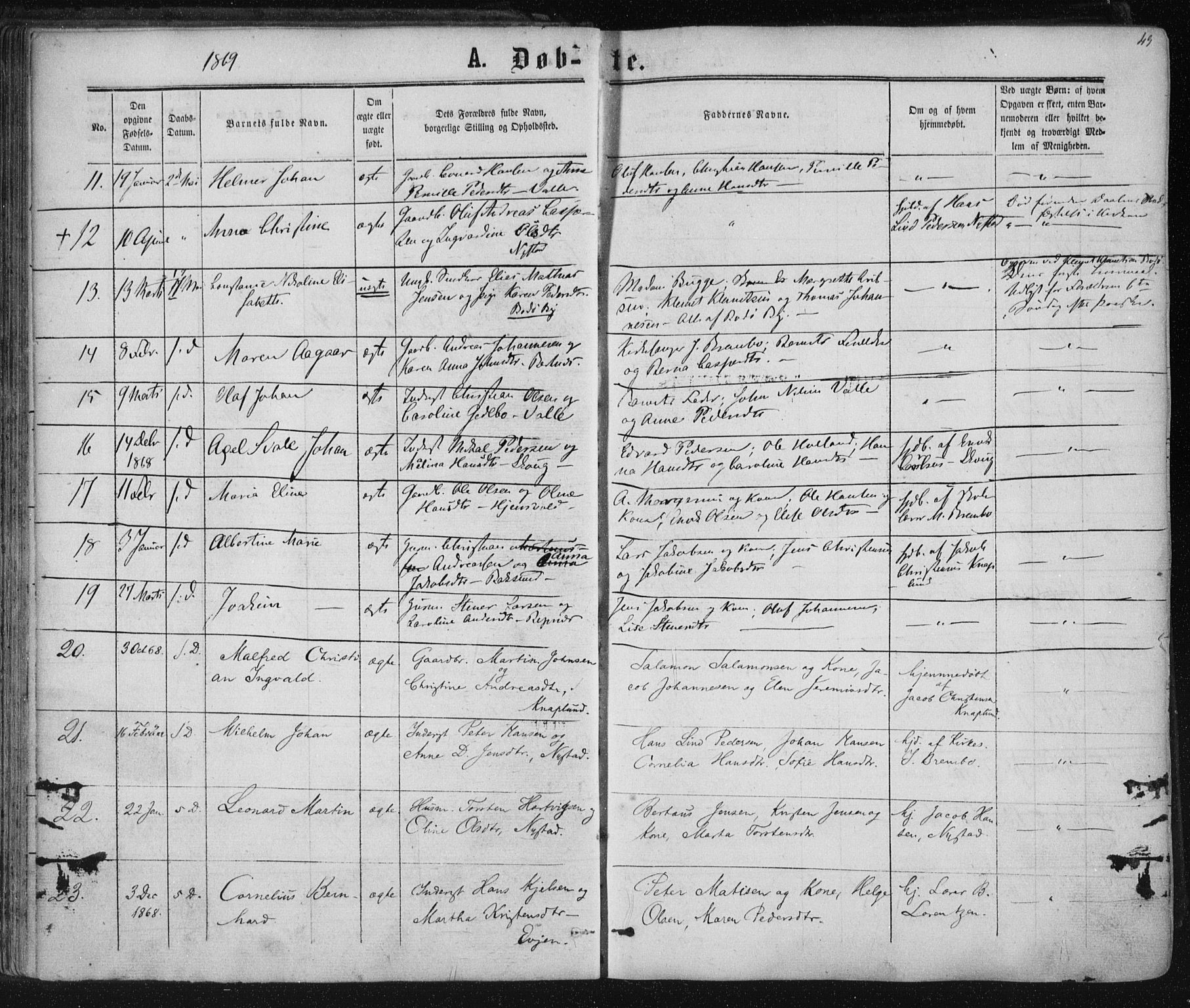 Ministerialprotokoller, klokkerbøker og fødselsregistre - Nordland, SAT/A-1459/801/L0008: Parish register (official) no. 801A08, 1864-1875, p. 49