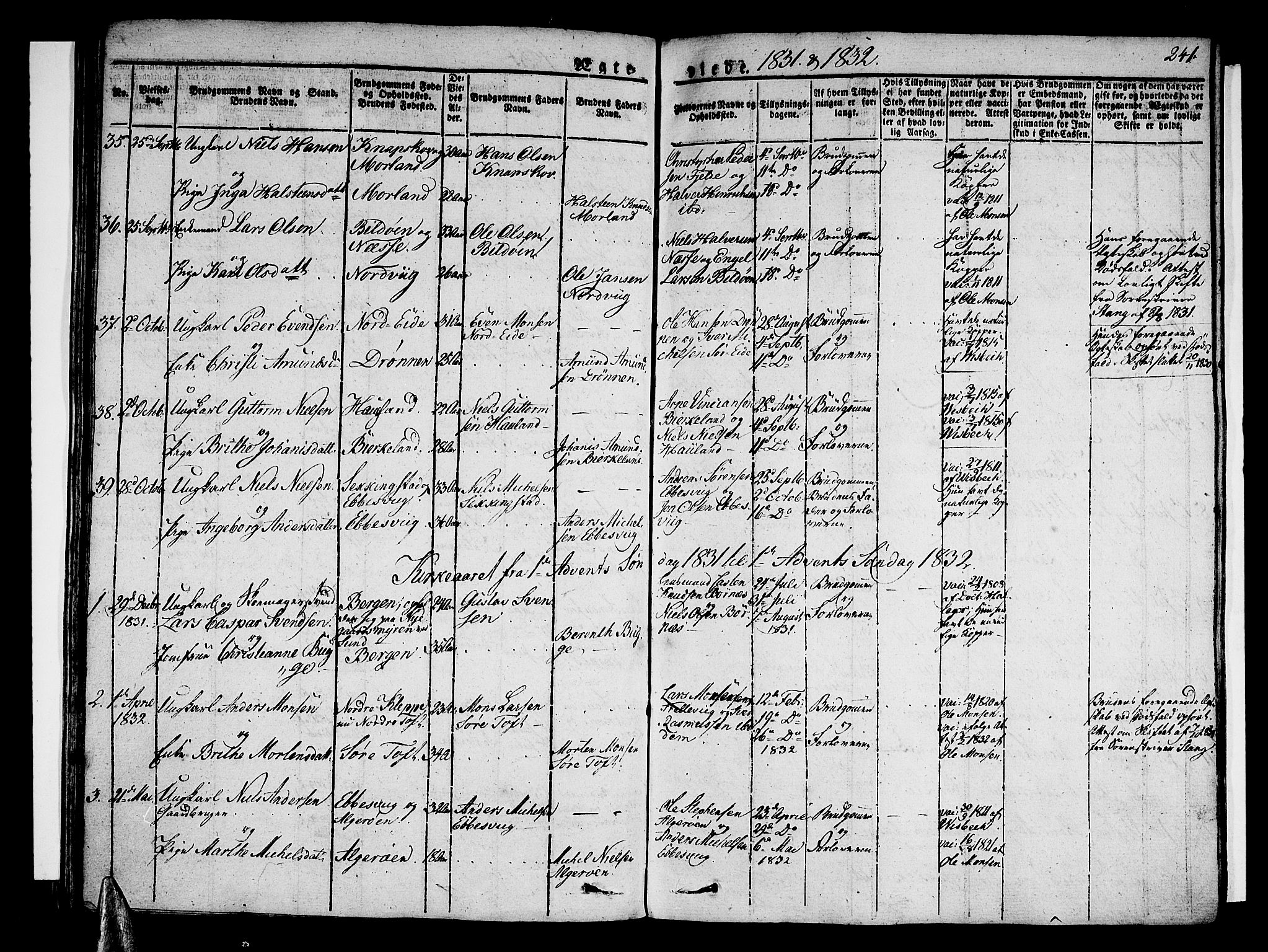 Sund sokneprestembete, SAB/A-99930: Parish register (official) no. A 12, 1825-1835, p. 241