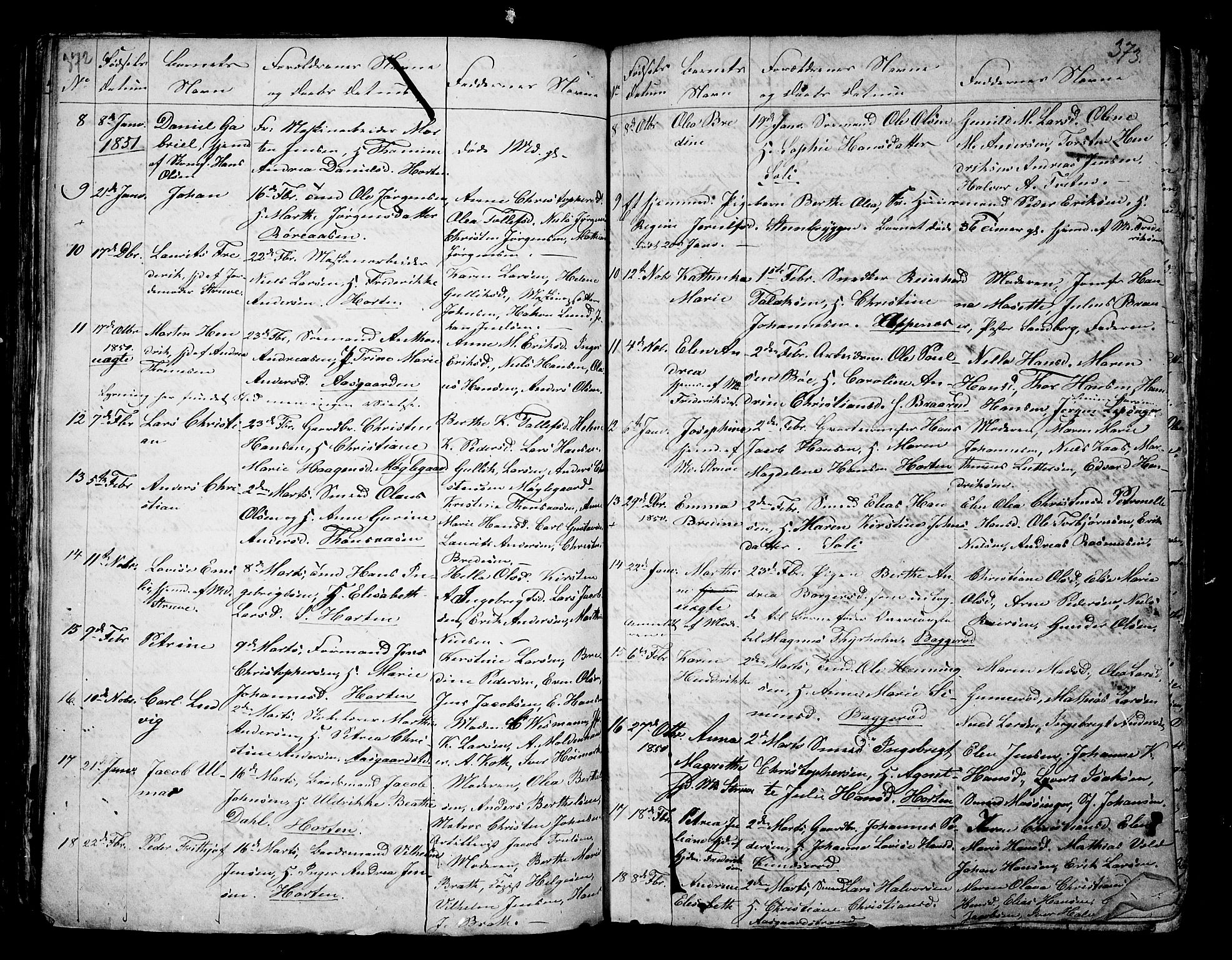 Borre kirkebøker, AV/SAKO-A-338/G/Ga/L0001: Parish register (copy) no. I 1, 1815-1851, p. 372-373