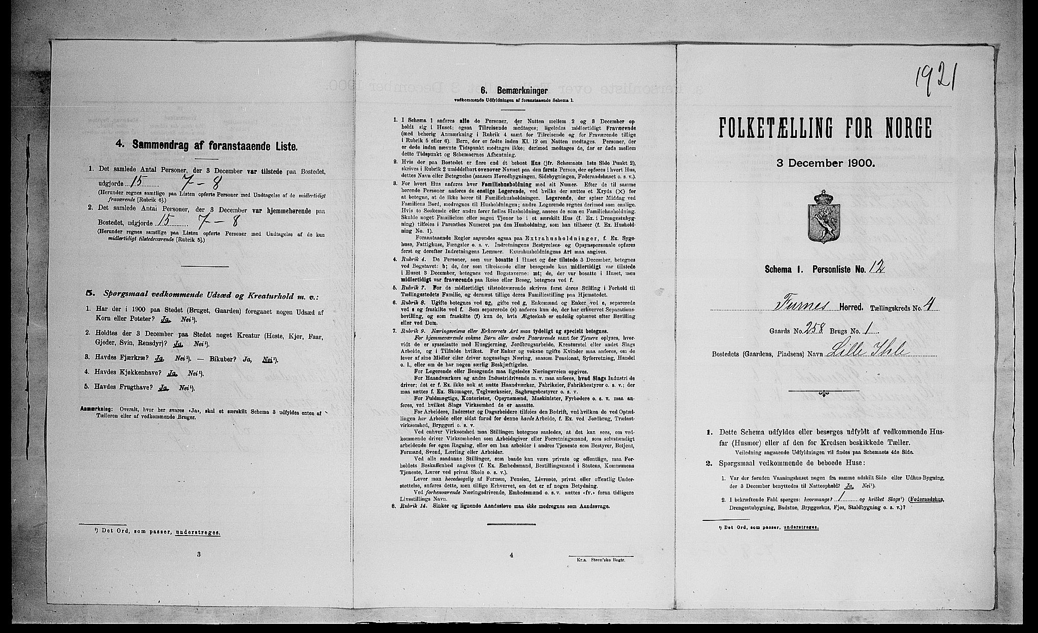 SAH, 1900 census for Furnes, 1900, p. 740