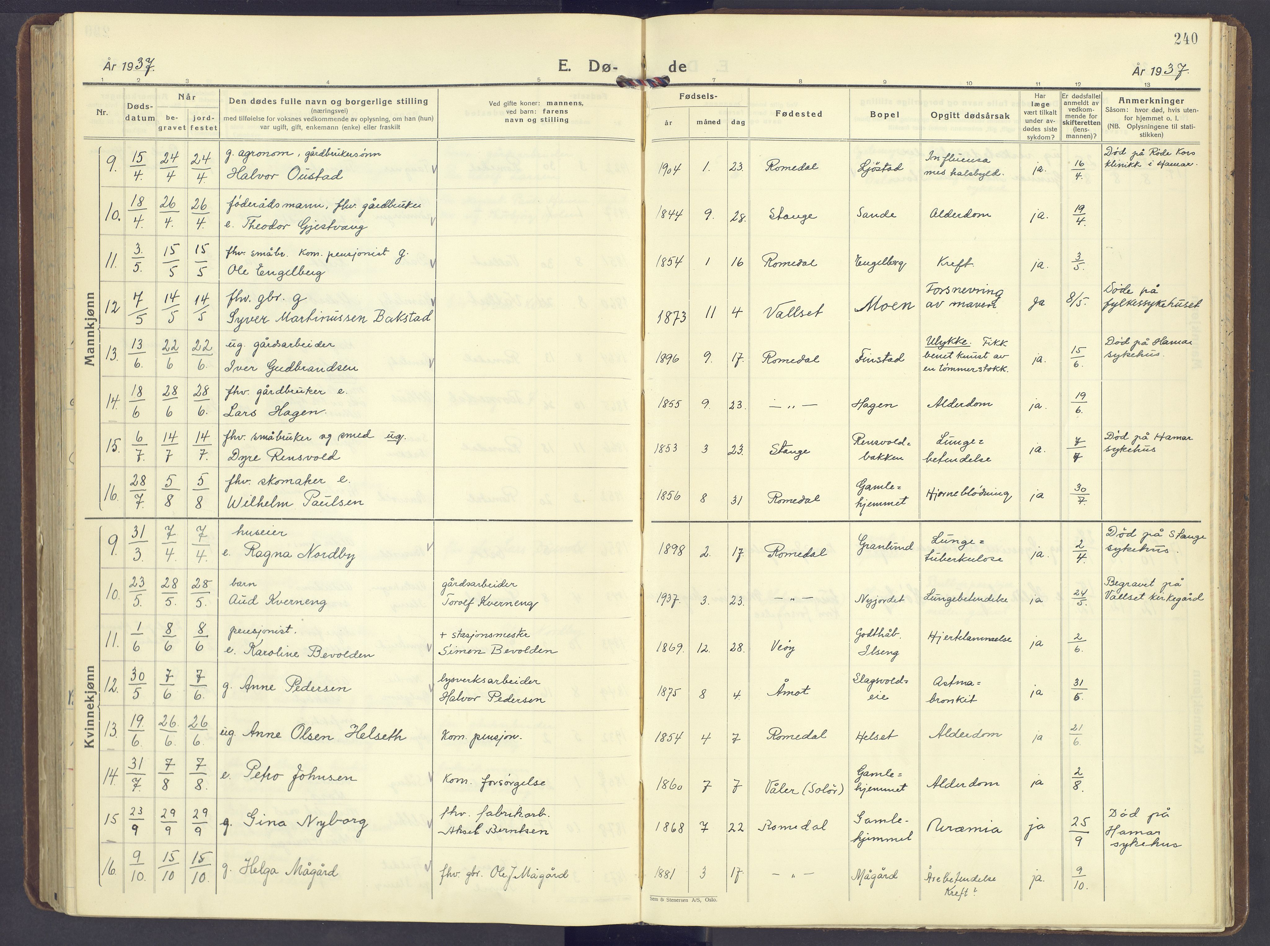 Romedal prestekontor, SAH/PREST-004/K/L0014: Parish register (official) no. 14, 1936-1949, p. 240