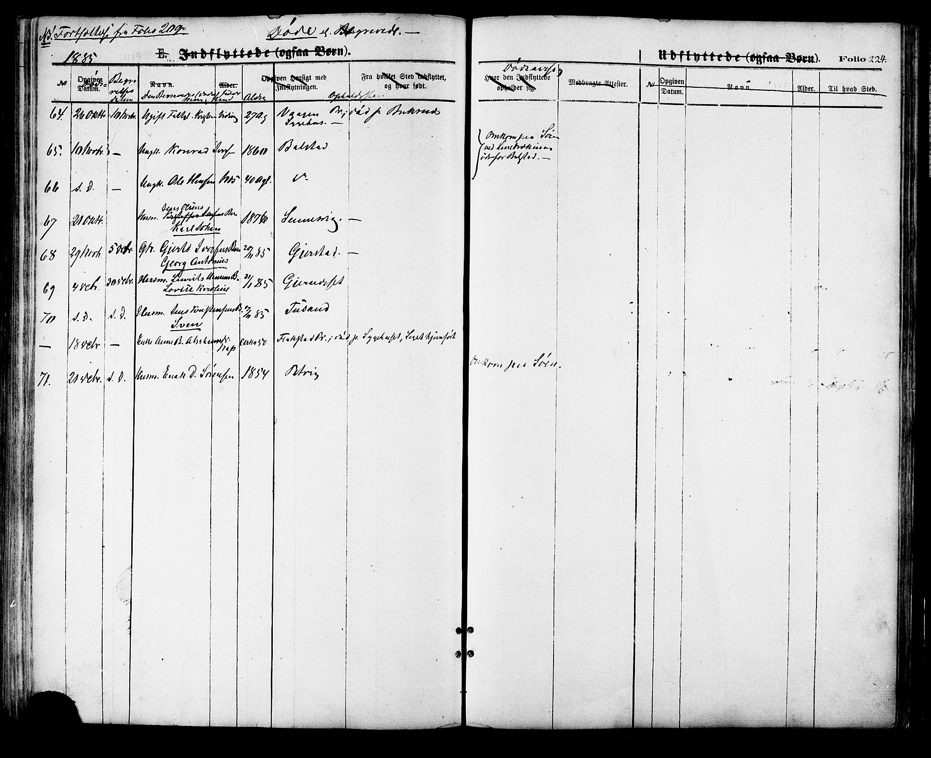 Ministerialprotokoller, klokkerbøker og fødselsregistre - Nordland, AV/SAT-A-1459/881/L1166: Parish register (copy) no. 881C03, 1876-1885, p. 224