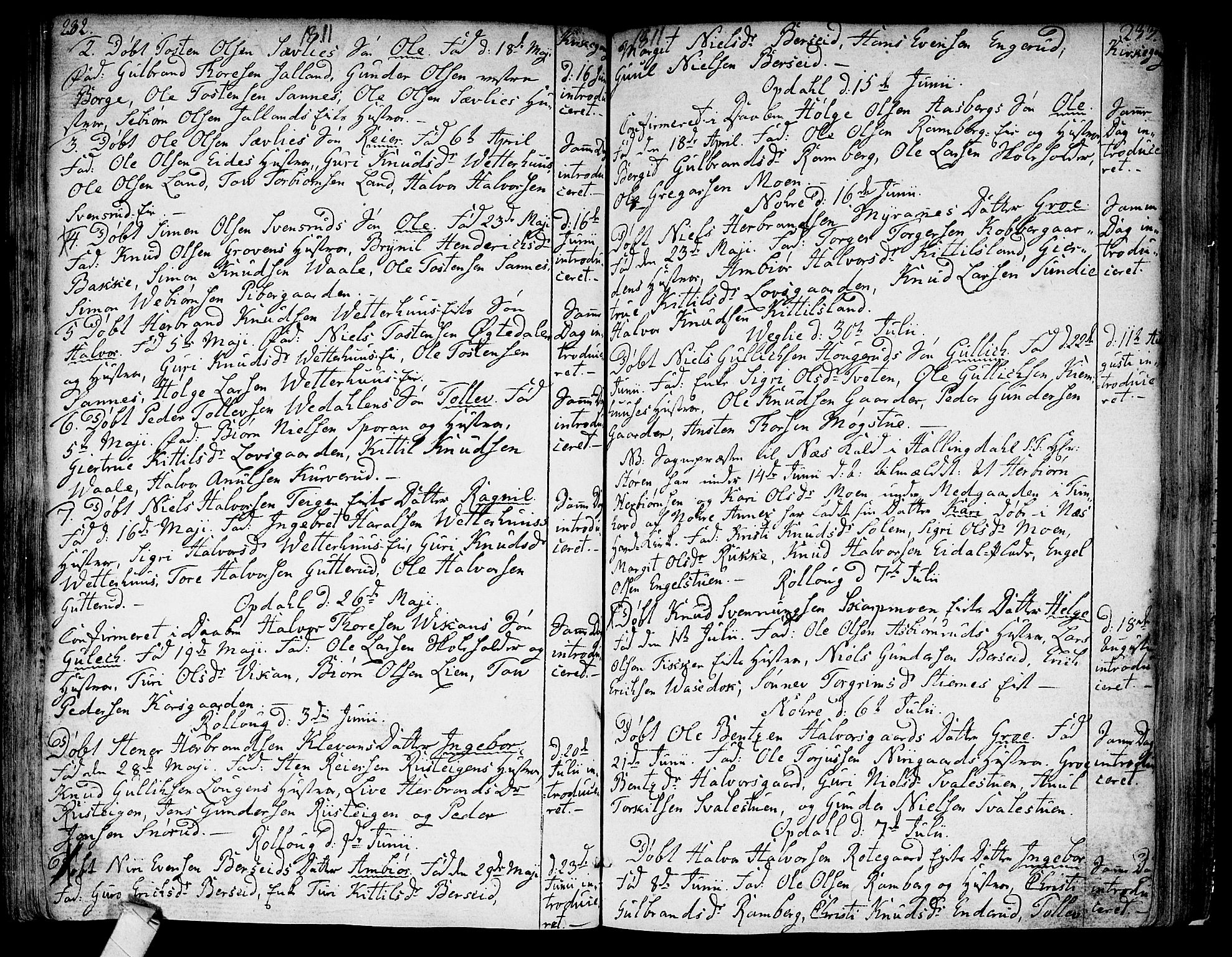 Rollag kirkebøker, SAKO/A-240/F/Fa/L0005: Parish register (official) no. I 5, 1792-1814, p. 232-233