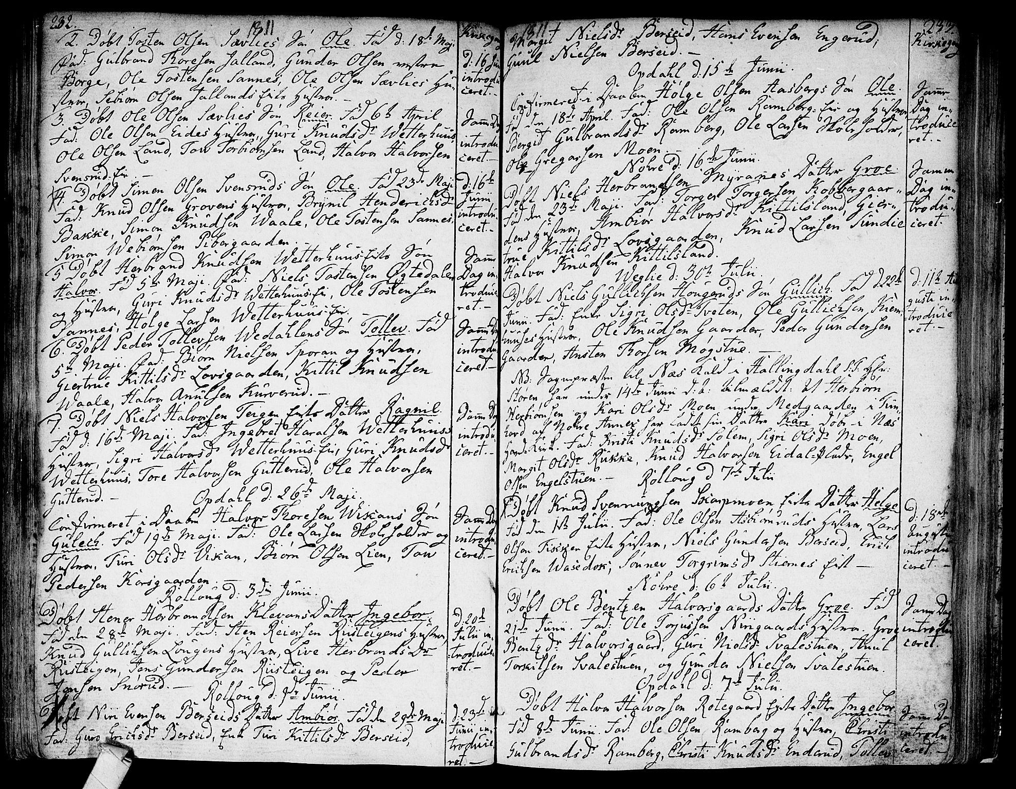 Rollag kirkebøker, AV/SAKO-A-240/F/Fa/L0005: Parish register (official) no. I 5, 1792-1814, p. 232-233