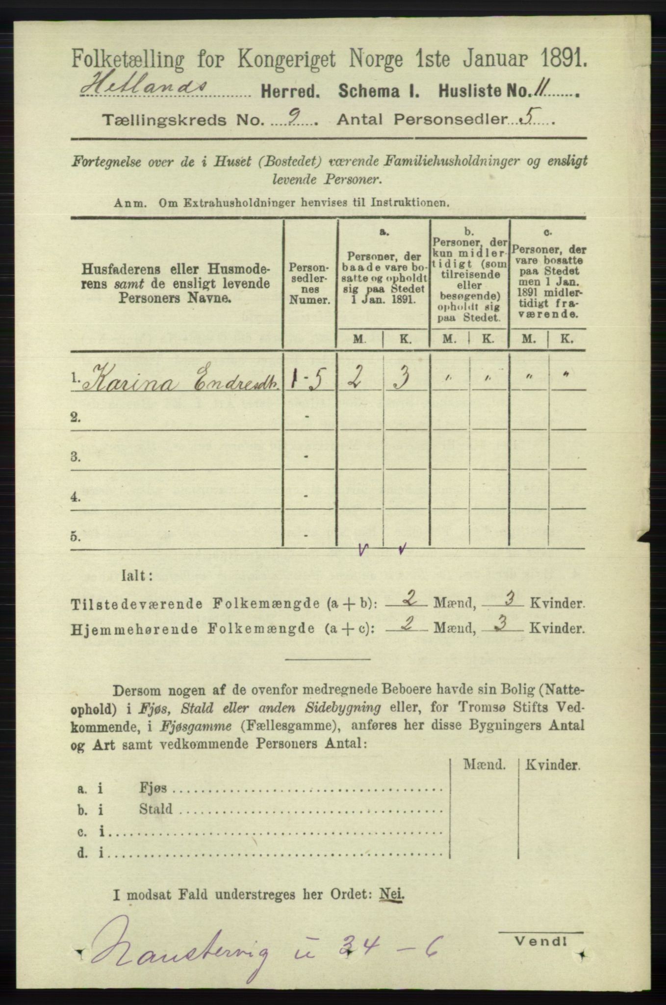 RA, 1891 census for 1126 Hetland, 1891, p. 5016