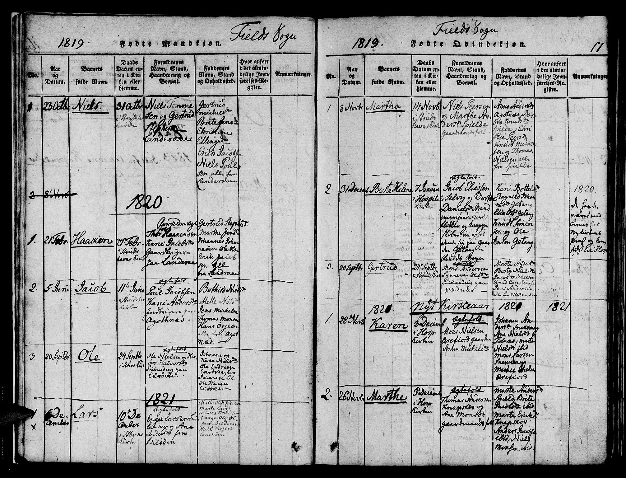 Askøy Sokneprestembete, SAB/A-74101/H/Ha/Haa/Haaa/L0003: Parish register (official) no. A 3, 1815-1825, p. 17