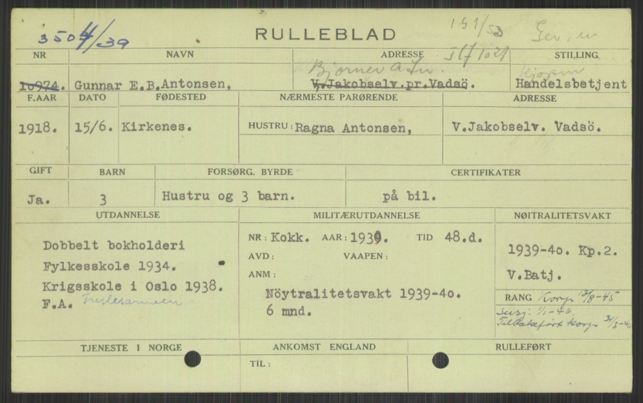 Forsvaret, Varanger bataljon, AV/RA-RAFA-2258/1/D/L0442: Rulleblad for fødte 1918-1919, 1918-1919, p. 17