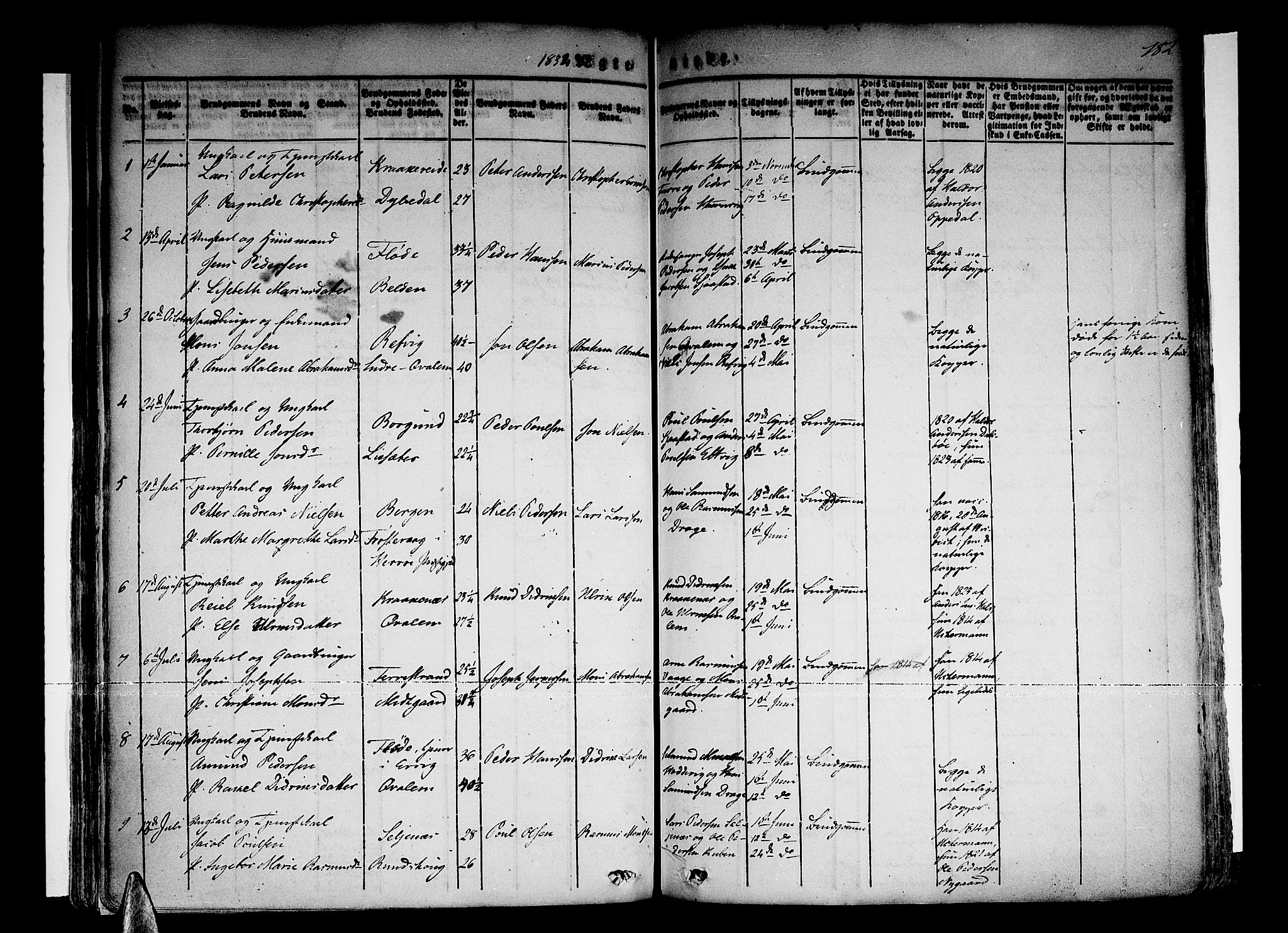 Selje sokneprestembete, SAB/A-99938/H/Ha/Haa/Haaa: Parish register (official) no. A 9, 1829-1844, p. 182