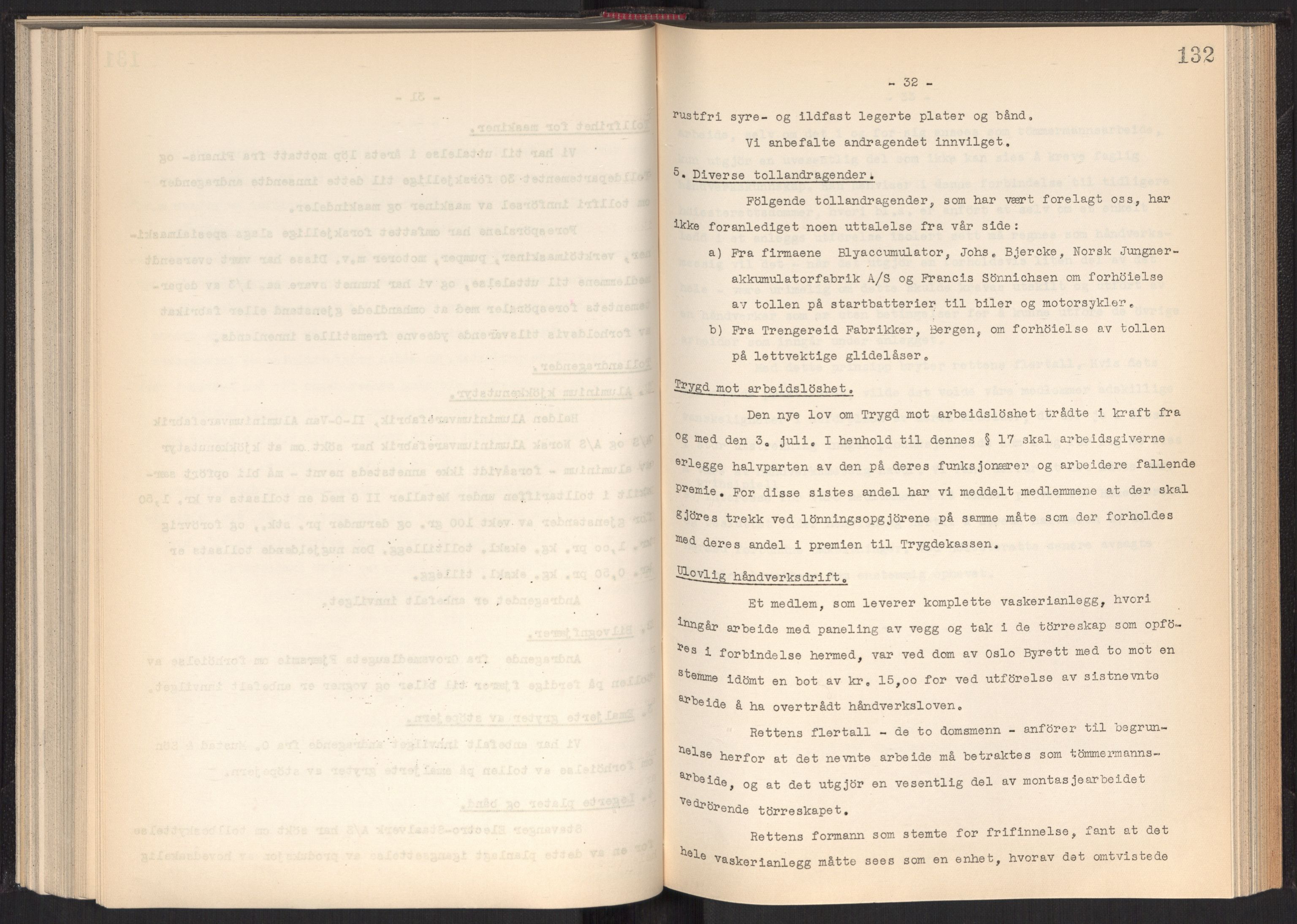 Teknologibedriftenes Landsforening TBL, RA/PA-1700/A/Ad/L0006: Årsberetning med register, 1937-1943, p. 132