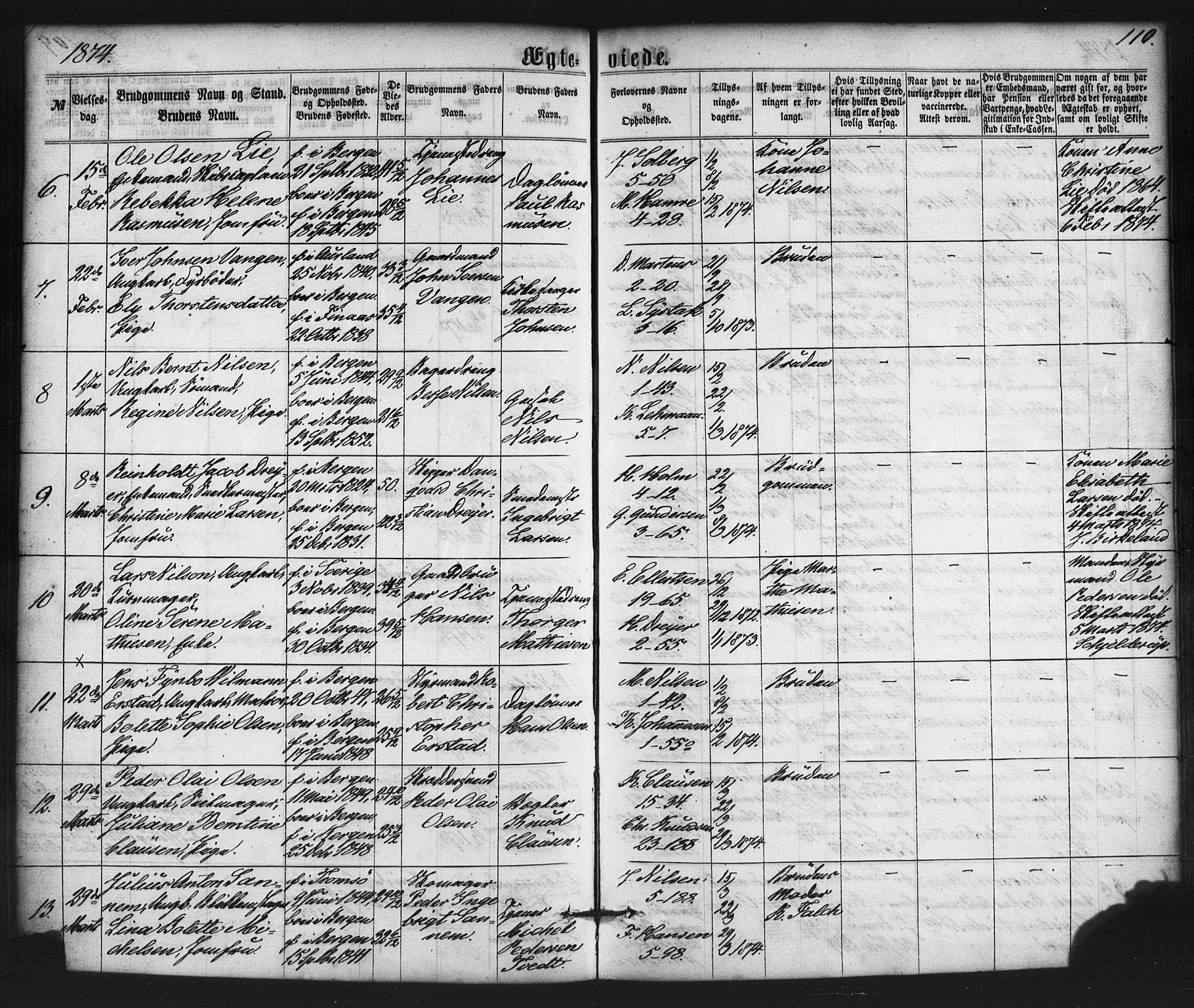 Nykirken Sokneprestembete, AV/SAB-A-77101/H/Haa/L0032: Parish register (official) no. D 2, 1861-1883, p. 110