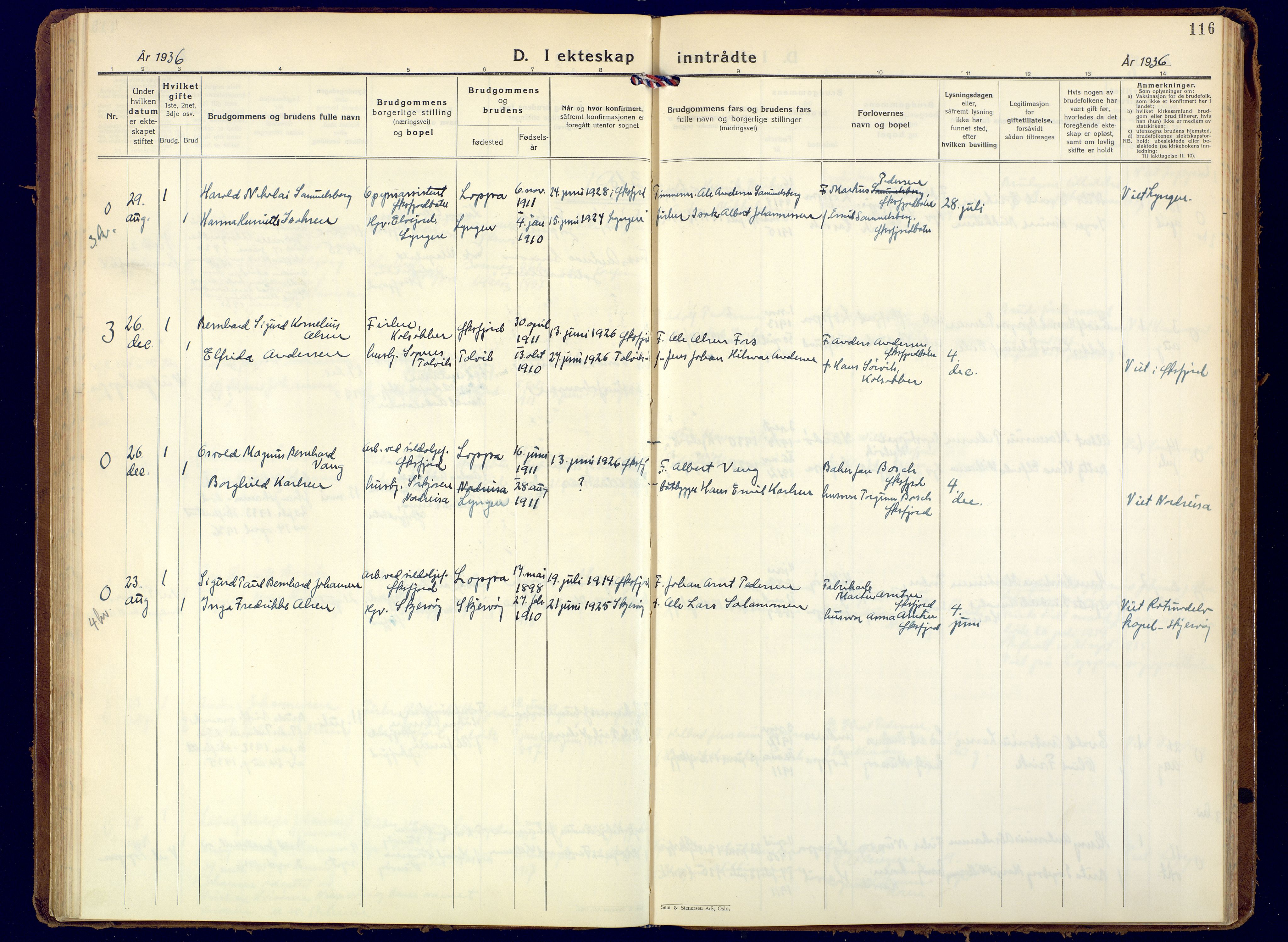 Loppa sokneprestkontor, AV/SATØ-S-1339/H/Ha/L0015kirke: Parish register (official) no. 15, 1933-1941, p. 116