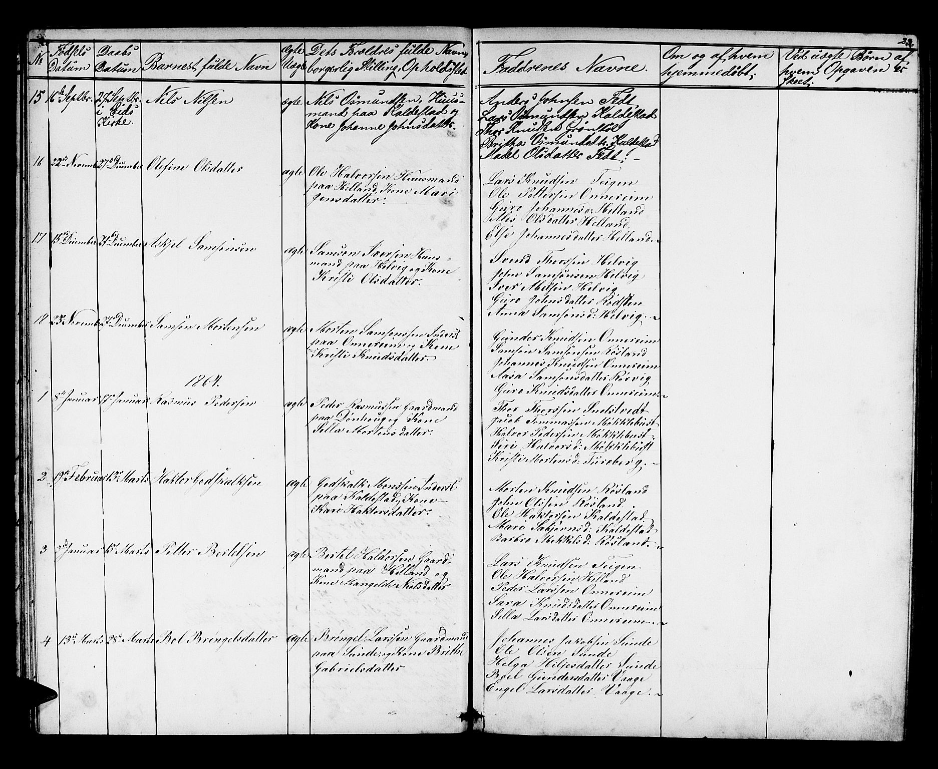 Husnes Sokneprestembete, AV/SAB-A-75901/H/Hab: Parish register (copy) no. A 1, 1856-1880, p. 23