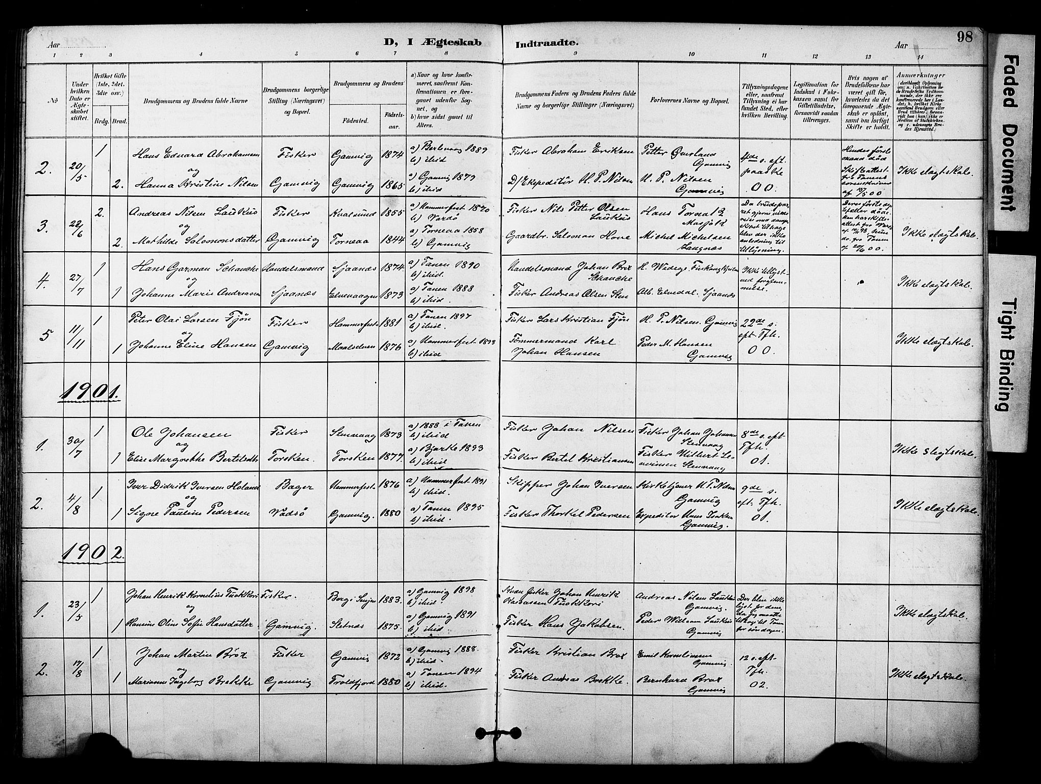 Tana sokneprestkontor, AV/SATØ-S-1334/H/Ha/L0006kirke: Parish register (official) no. 6, 1892-1908, p. 98