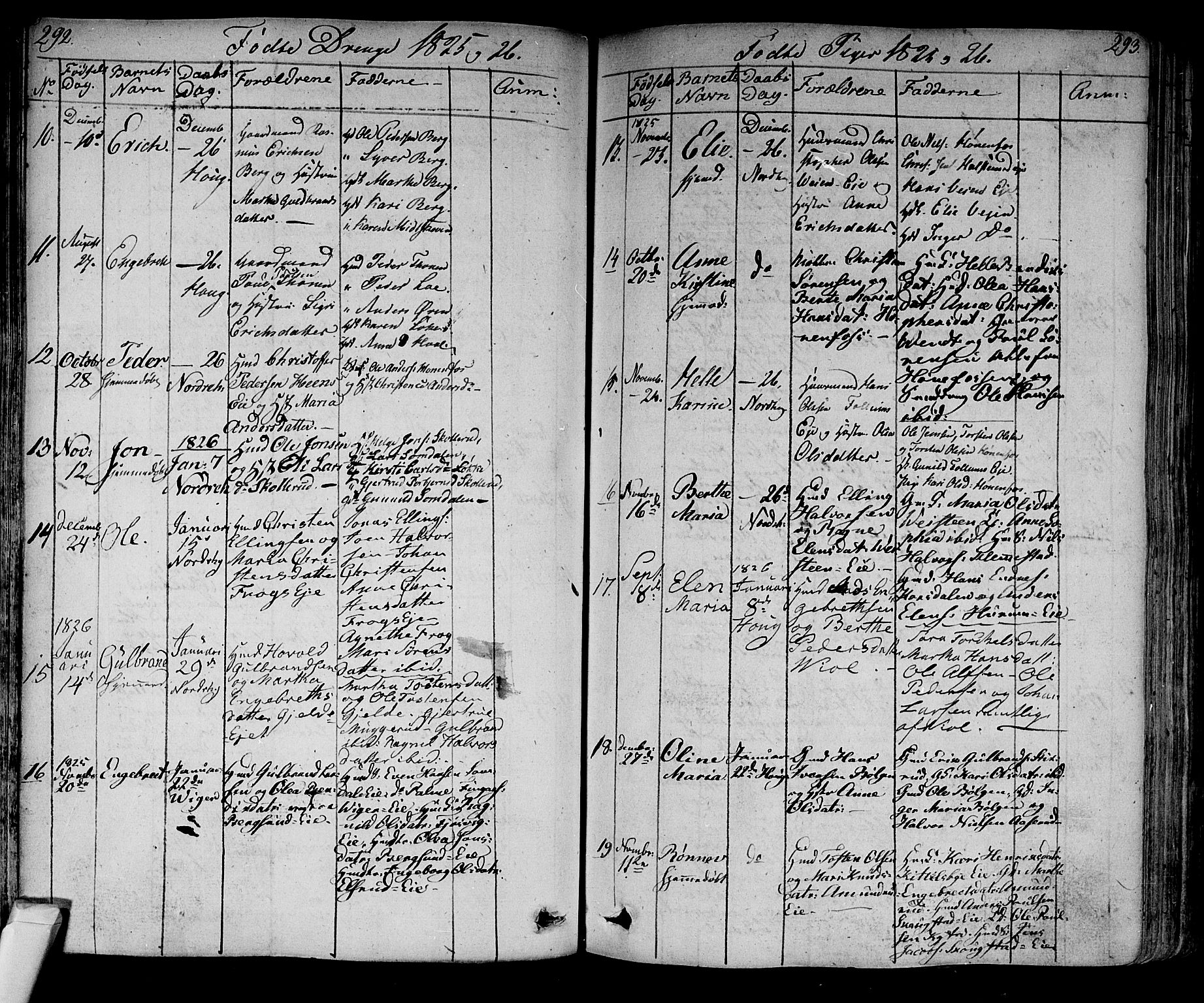 Norderhov kirkebøker, AV/SAKO-A-237/F/Fa/L0009: Parish register (official) no. 9, 1819-1837, p. 292-293