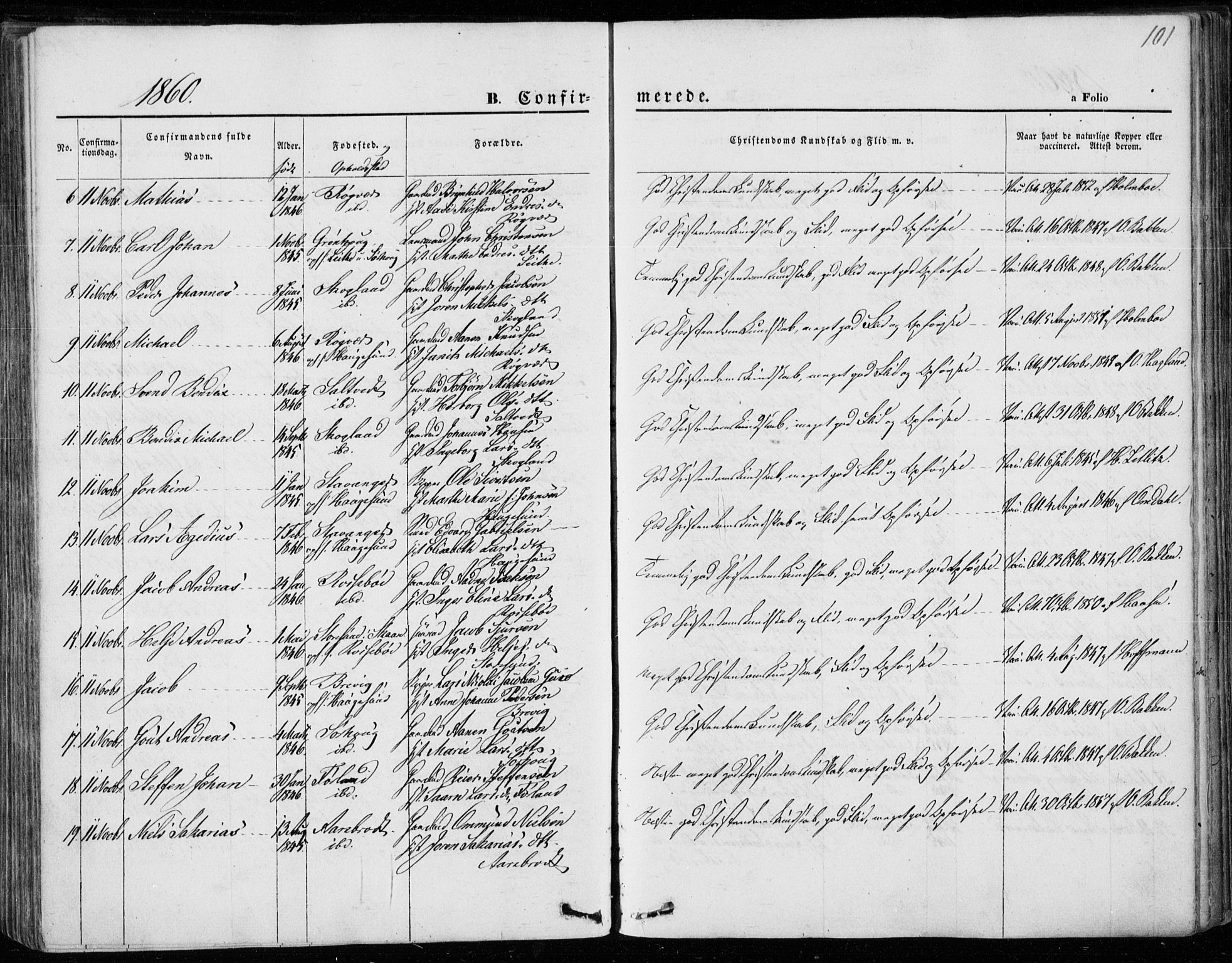 Torvastad sokneprestkontor, AV/SAST-A -101857/H/Ha/Haa/L0011: Parish register (official) no. A 11, 1857-1866, p. 101