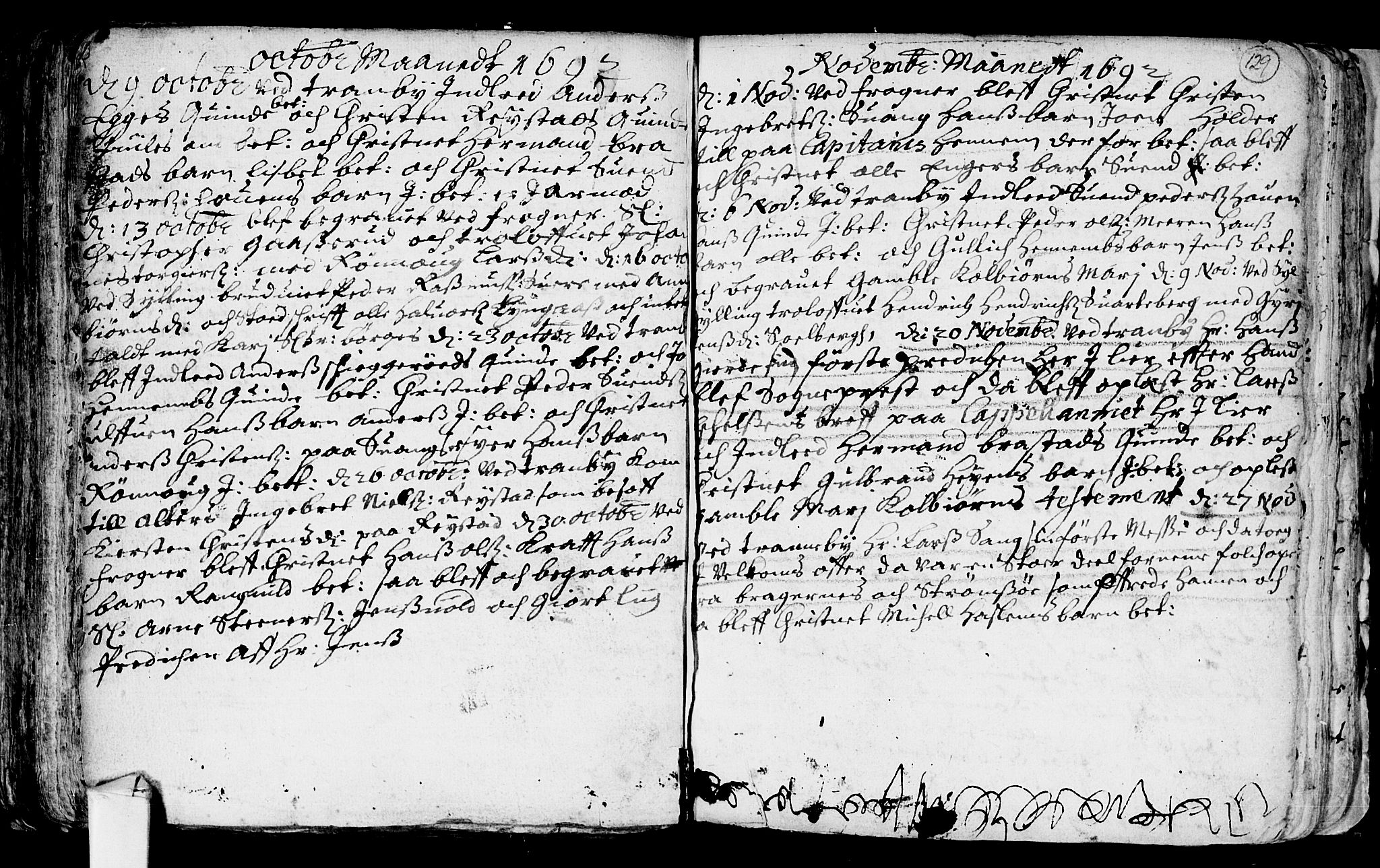 Lier kirkebøker, AV/SAKO-A-230/F/Fa/L0001: Parish register (official) no. I 1, 1672-1701, p. 129