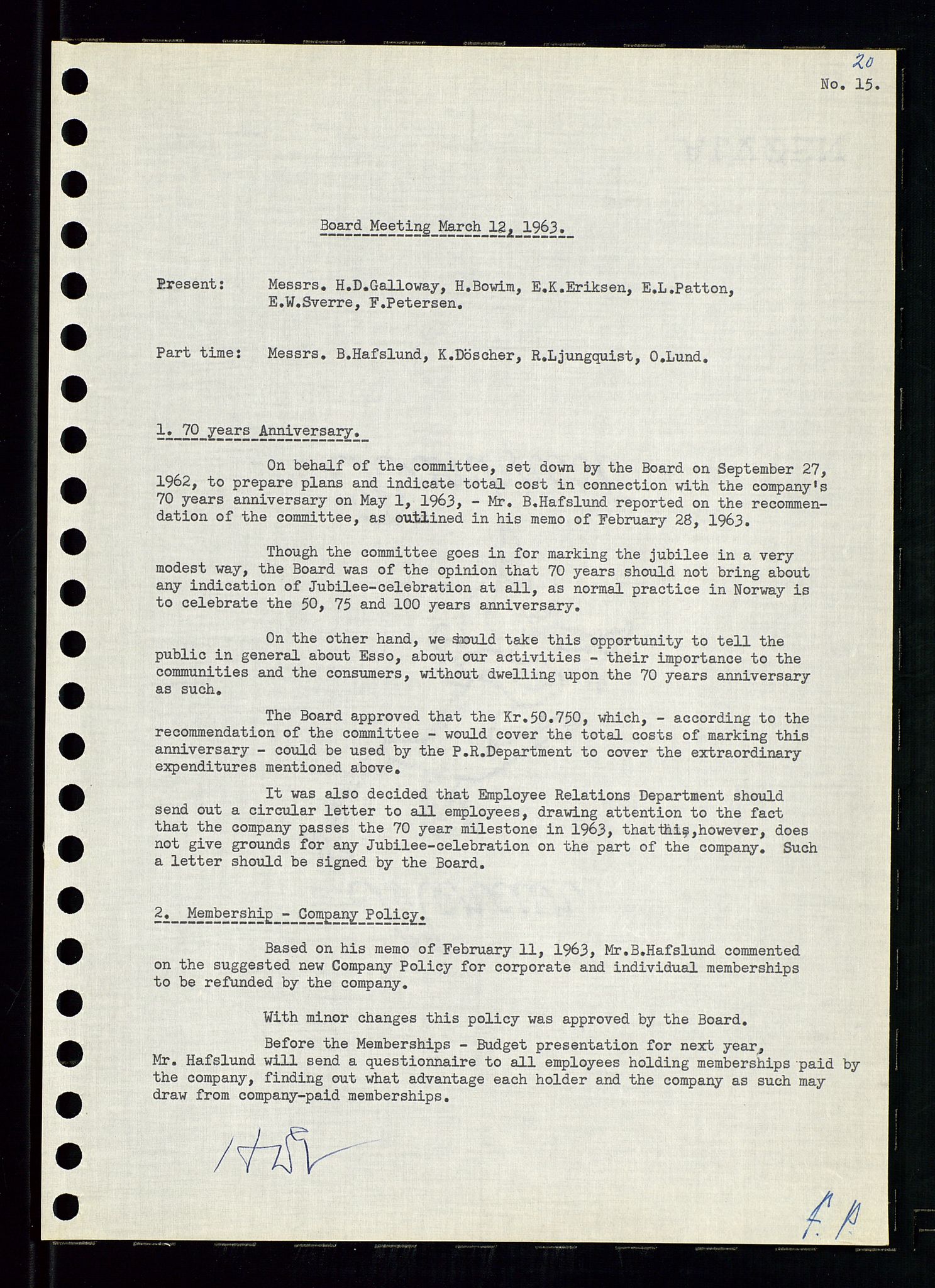 Pa 0982 - Esso Norge A/S, AV/SAST-A-100448/A/Aa/L0001/0004: Den administrerende direksjon Board minutes (styrereferater) / Den administrerende direksjon Board minutes (styrereferater), 1963-1964, p. 241