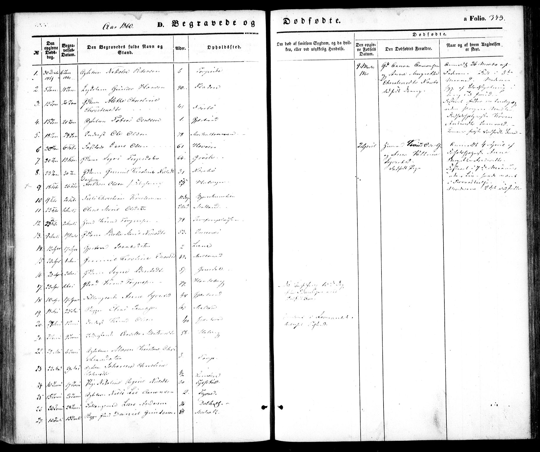 Hommedal sokneprestkontor, SAK/1111-0023/F/Fa/Fab/L0004: Parish register (official) no. A 4, 1848-1860, p. 343