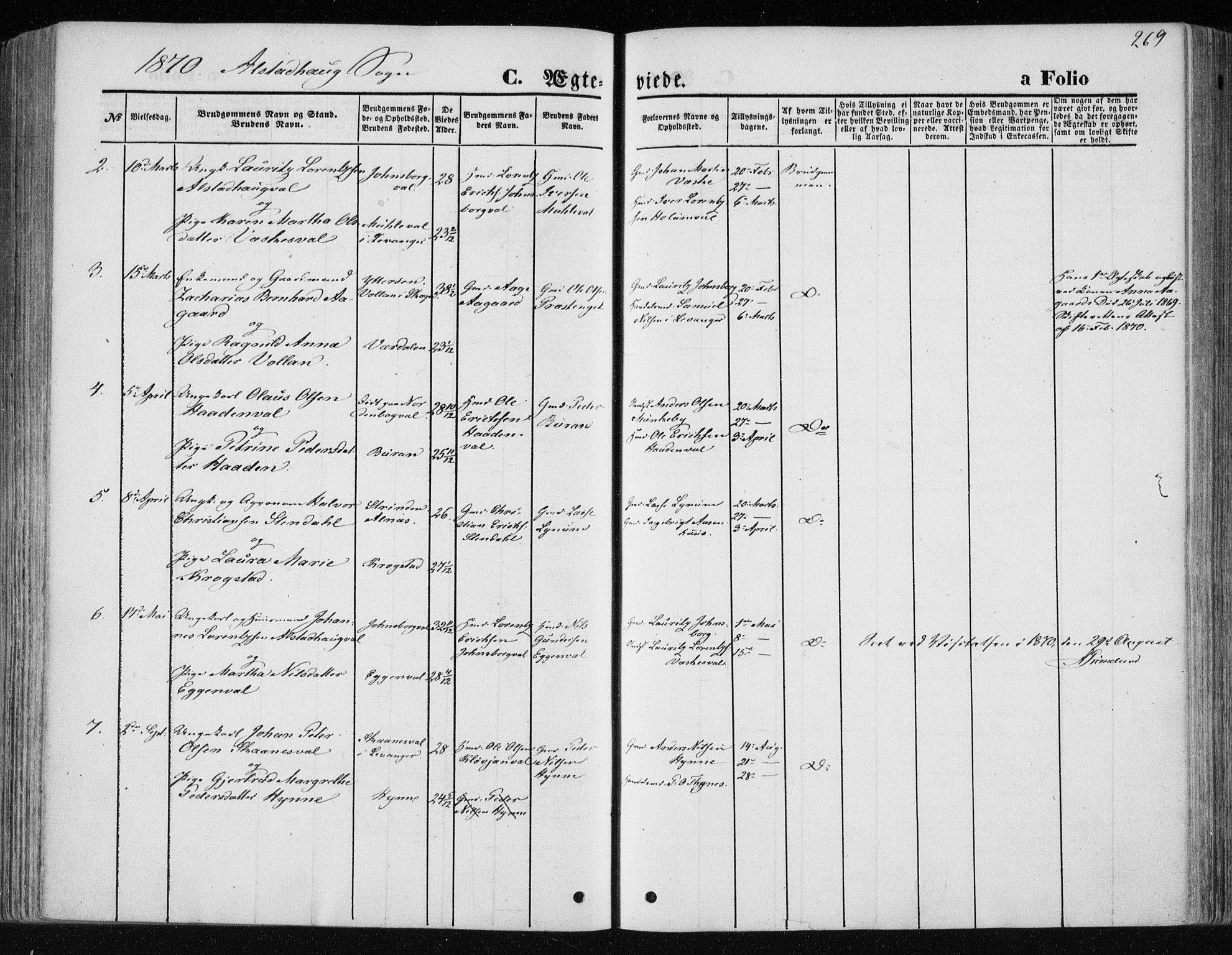 Ministerialprotokoller, klokkerbøker og fødselsregistre - Nord-Trøndelag, SAT/A-1458/717/L0157: Parish register (official) no. 717A08 /1, 1863-1877, p. 269