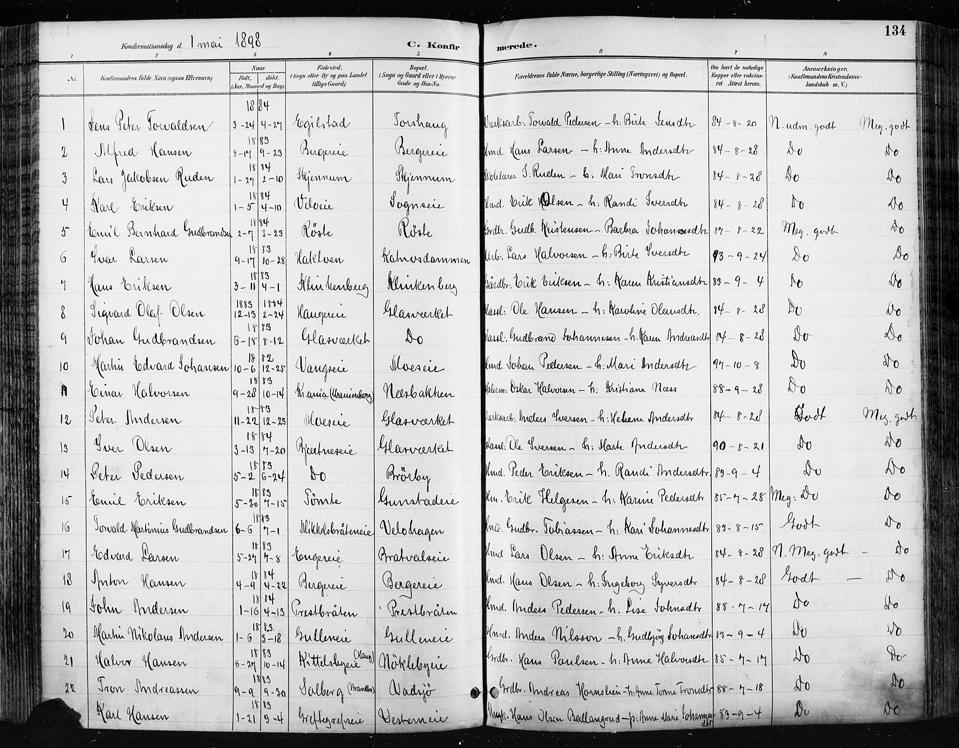 Jevnaker prestekontor, SAH/PREST-116/H/Ha/Haa/L0009: Parish register (official) no. 9, 1891-1901, p. 135