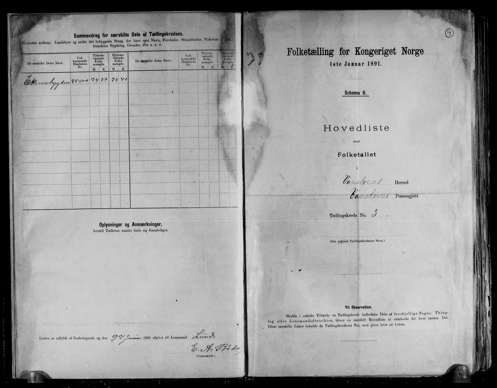 RA, 1891 census for 1511 Vanylven, 1891, p. 9