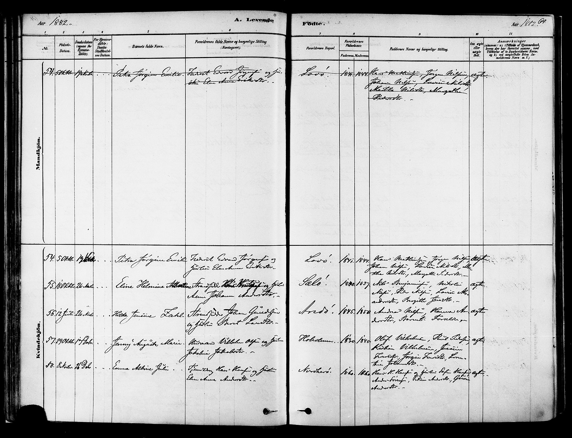 Ministerialprotokoller, klokkerbøker og fødselsregistre - Nordland, SAT/A-1459/834/L0507: Parish register (official) no. 834A05, 1878-1892, p. 64
